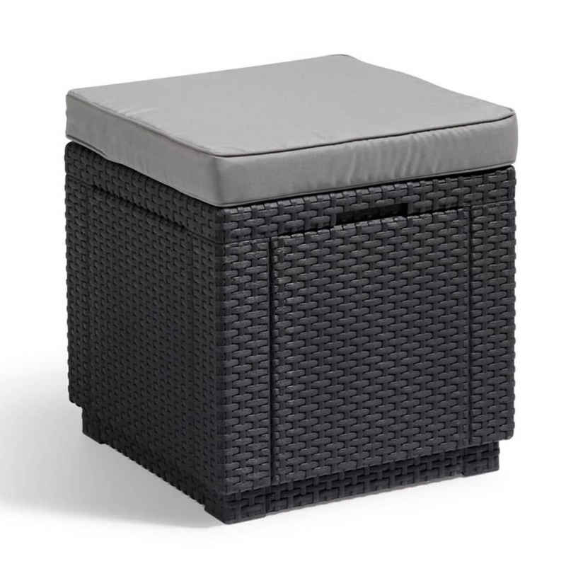 Allibert Gartenbox »Cube Sitzhocker mit Stauraum Graphitgrau 213785«