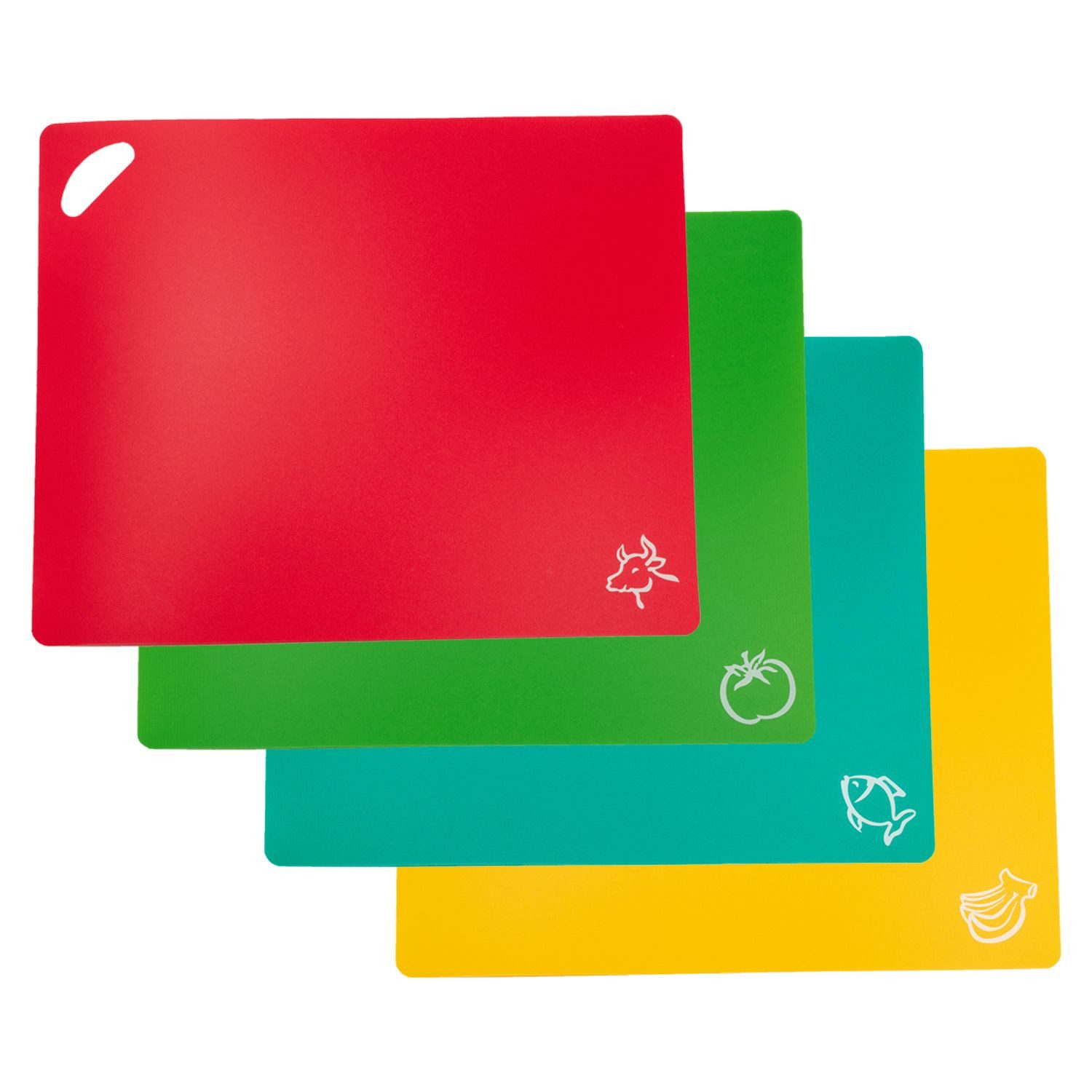Intirilife Schneidebrett, PP, (4-St), 4er Set bunte Schneidebretter flexible Schneidematte 37.8 x 30.2 cm