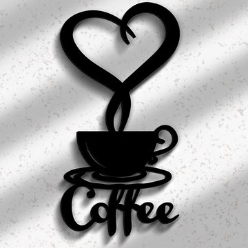 Namofactur 3D-Wandtattoo Kaffee Deko Geschenke - Coffee Wanddeko Holz Wandtattoo, Kaffeetasse Herz Dampf Wandbild Holz Dekoration Cafe Café Caffé