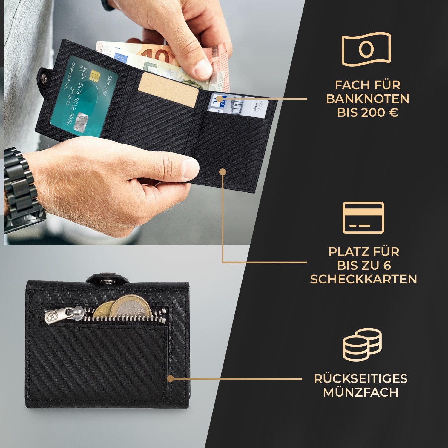 Slimpuro Geldbörse Tryo (1 x Portemonnaie inkl. RFID-Schutzkarte) günstig online kaufen