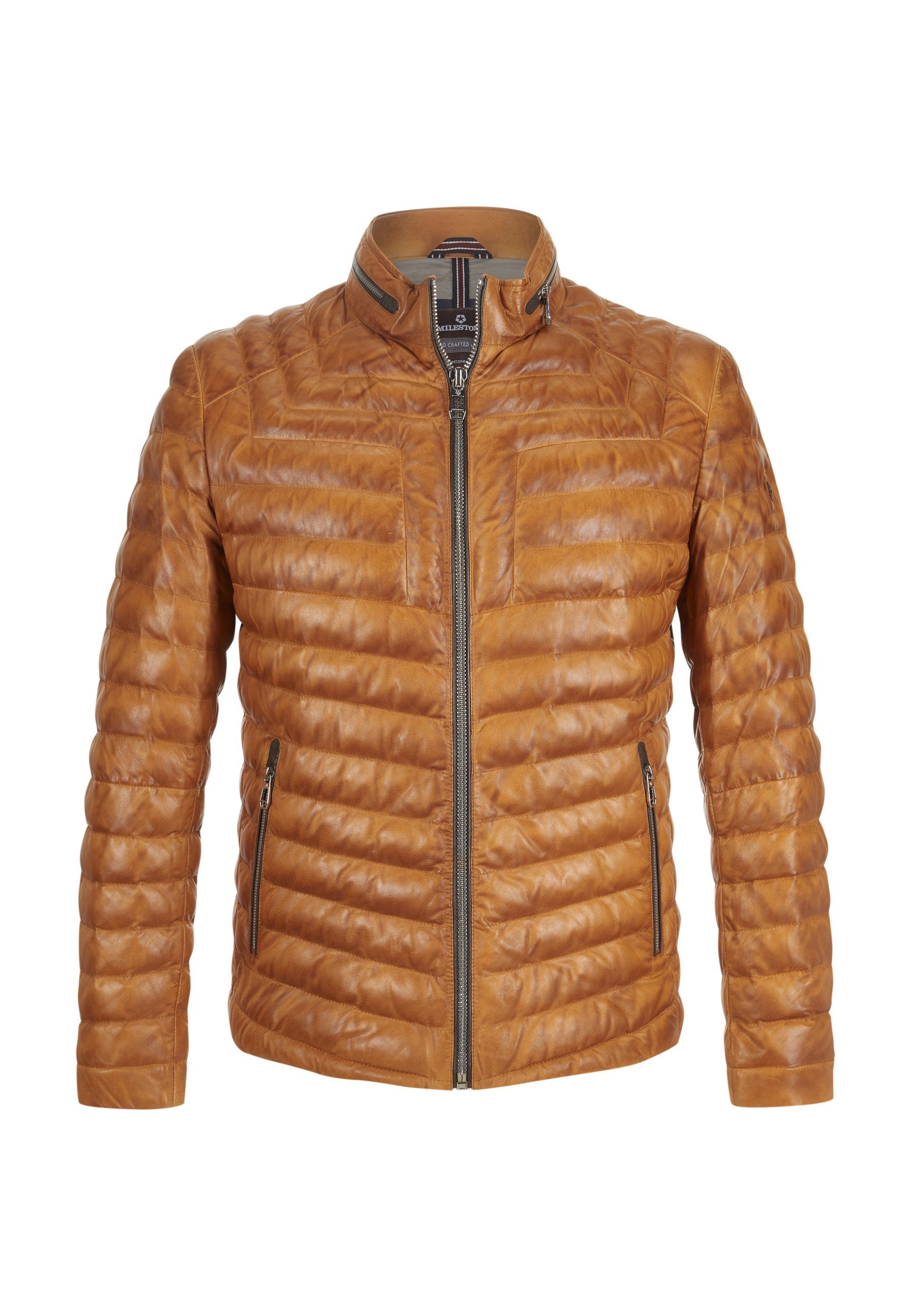 Lederjacke MSMalik Herren Bikerjacke Jacke Leder klassisch