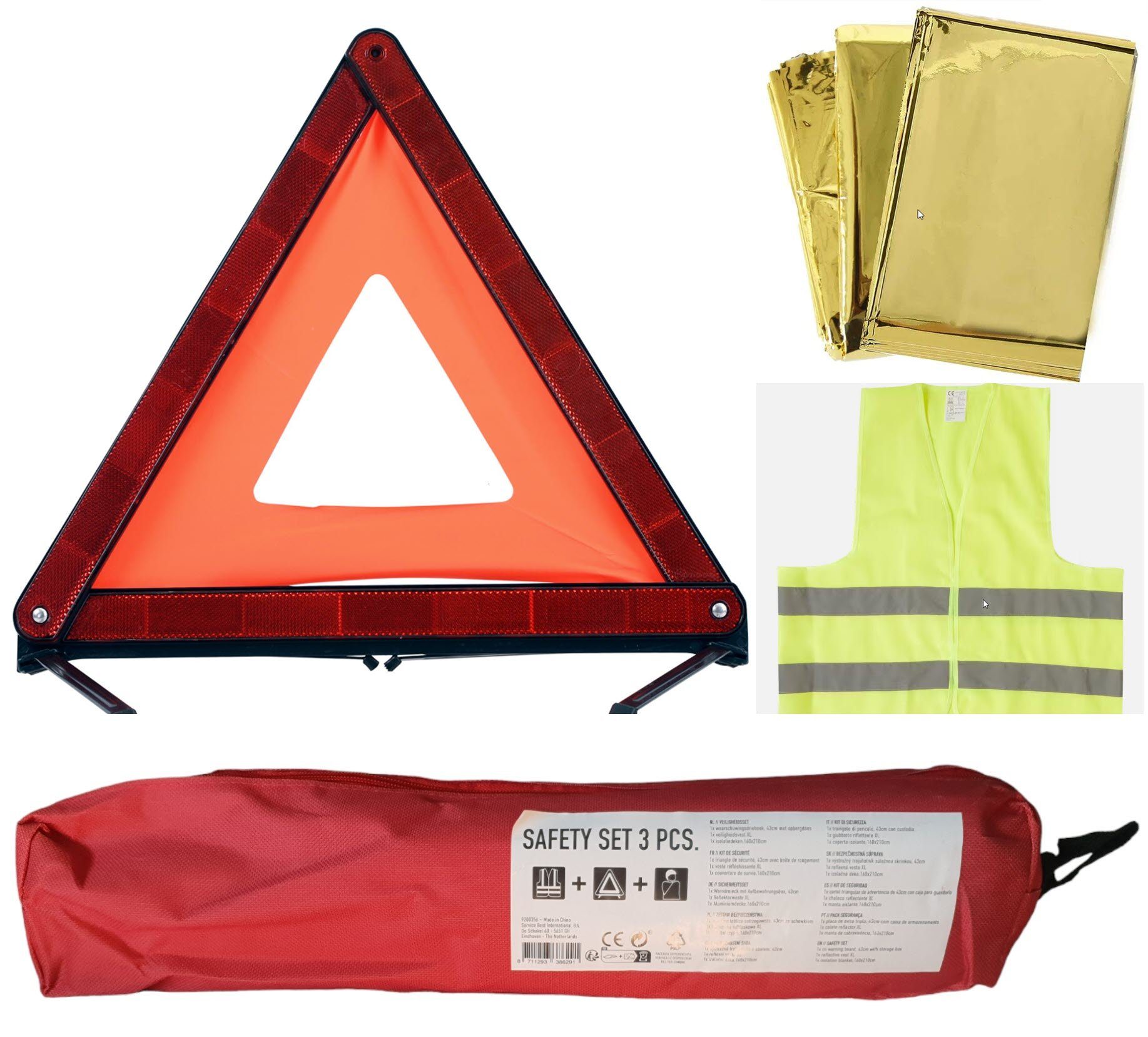 Spectrum Warndreieck Safety Set 3 tlg. Weste Warndreieck Aluminiumdecke, 3 tlg, 3-tlg.