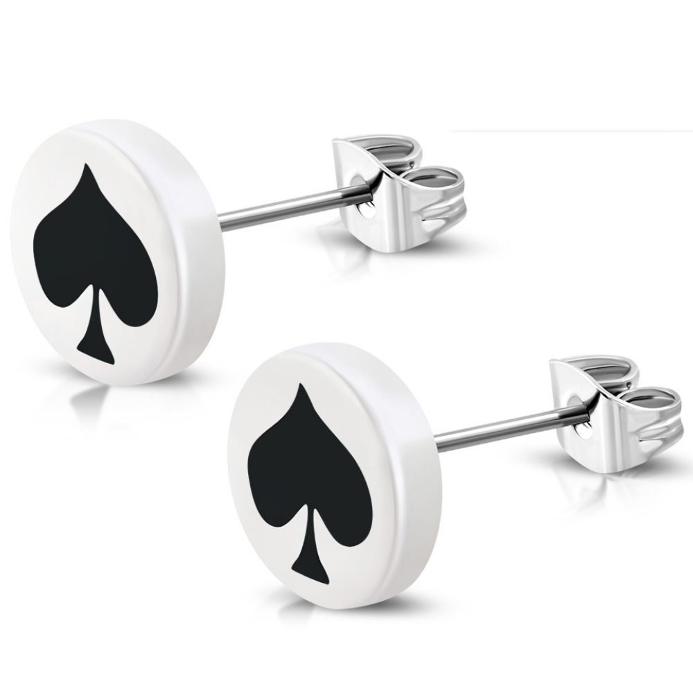 Ohrring-Set Ohrstecker Spielkartenfarben Silber aus Edelstahl Unisex Pik
