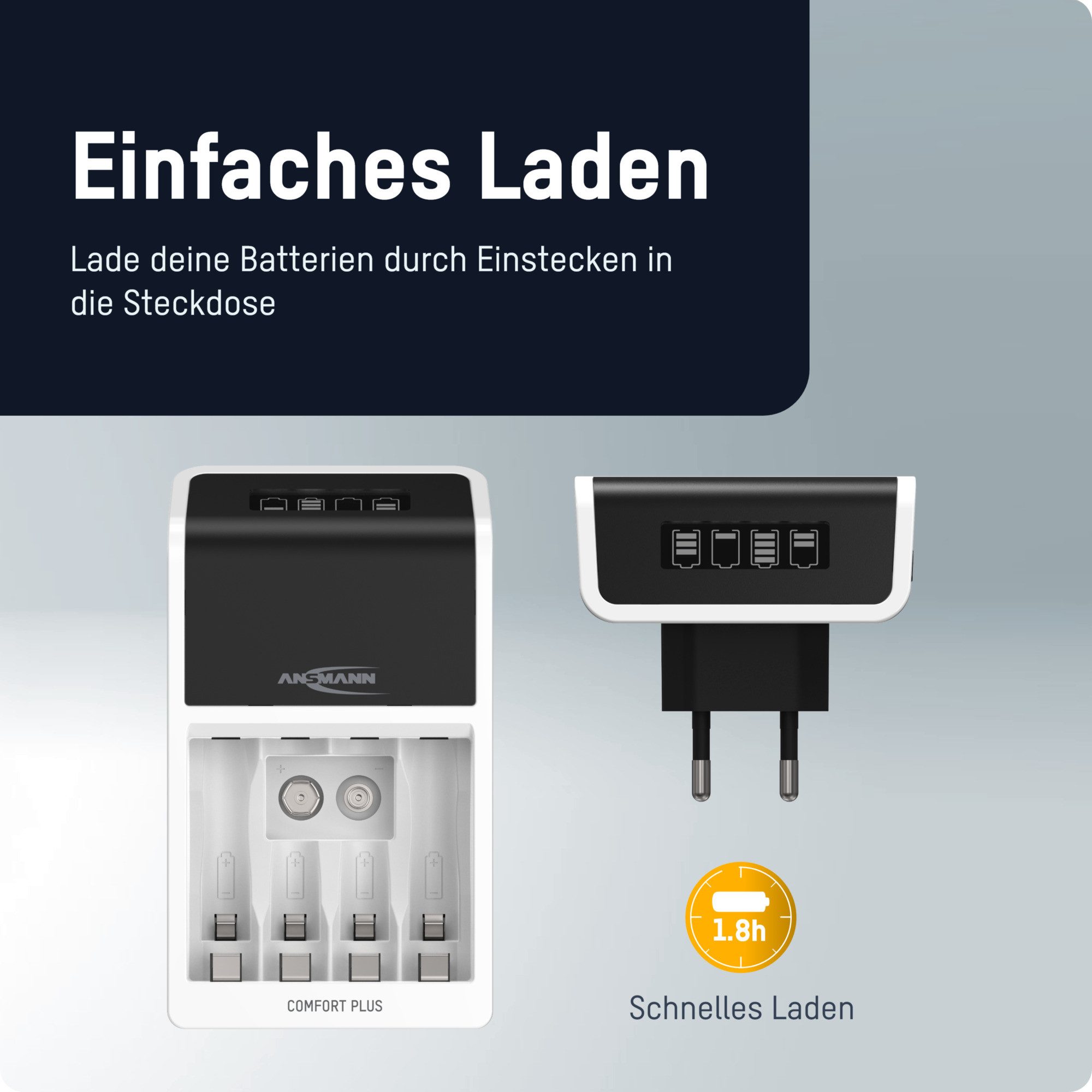 ANSMANN AG Akku Ladegerät Autom. inkl. 4x AA 2100mAh Universal-Ladegerät