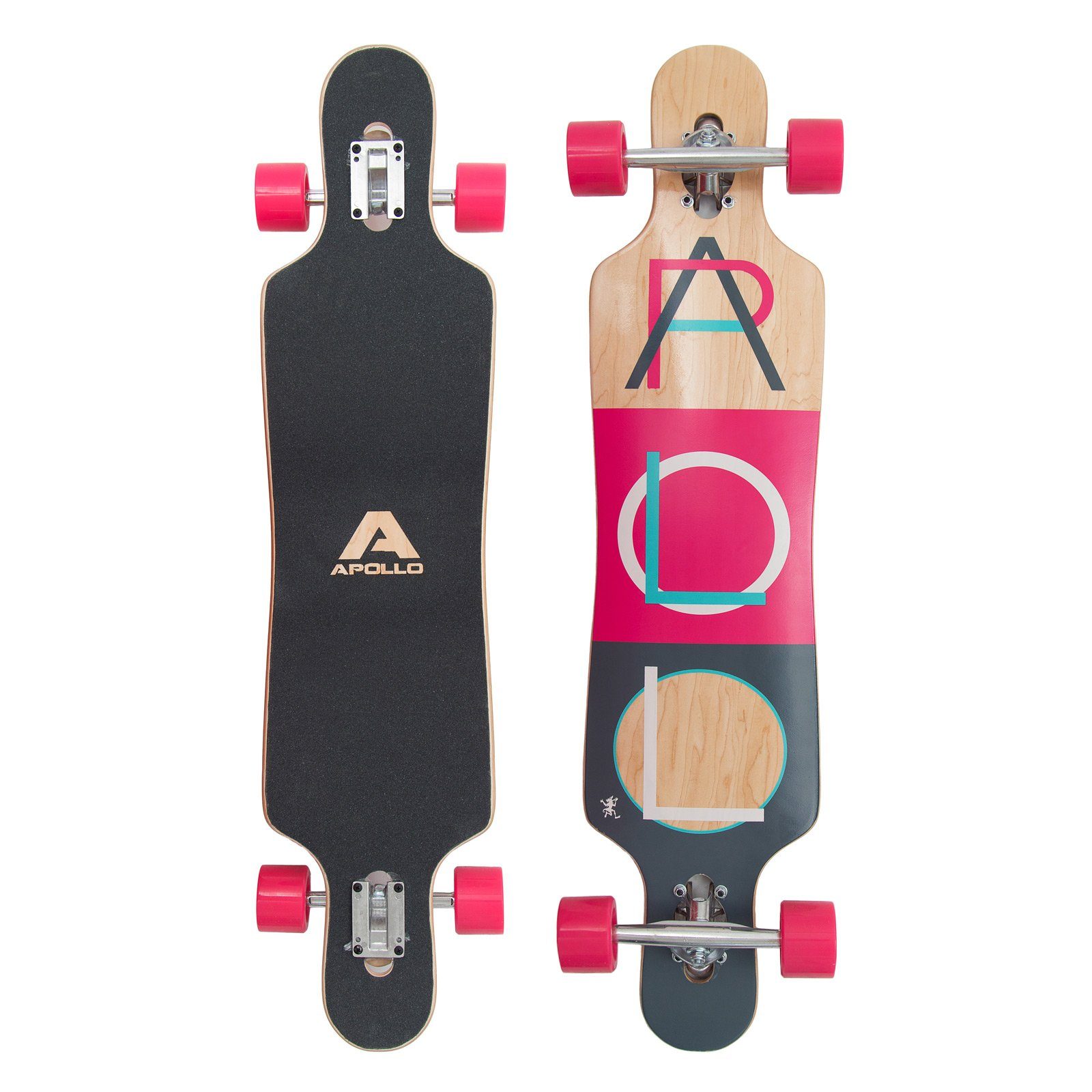 Apollo Longboard Twin Tip DT Longboard 40", aus Holz mehrlagig verleimt für Idealen Flex & Stabilität