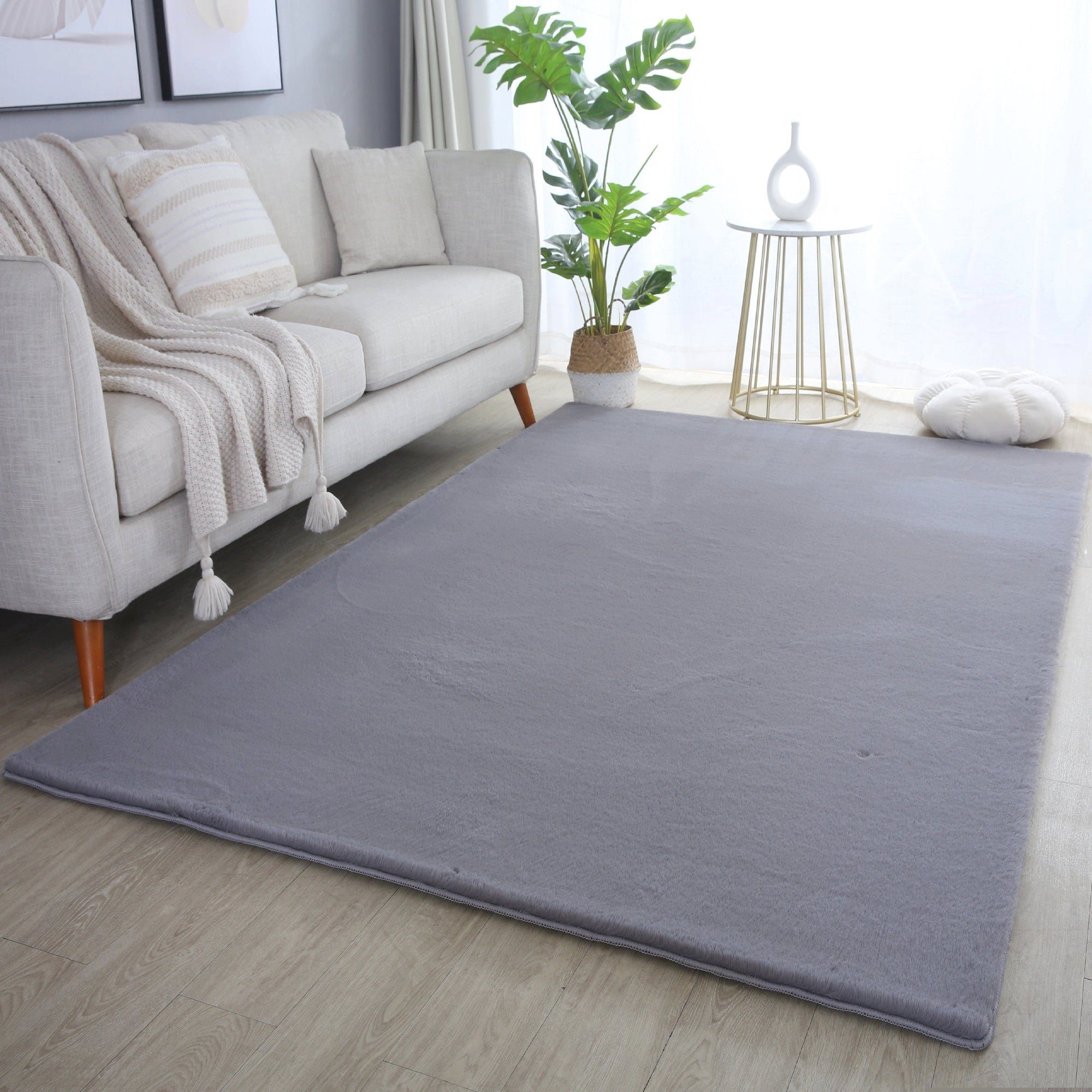 Hochflor-Teppich Komfortabler Teppich Hochflor, Miovani, rechteckig, Höhe: 2 mm, Wohnzimmer, Schlafzimmer Grau