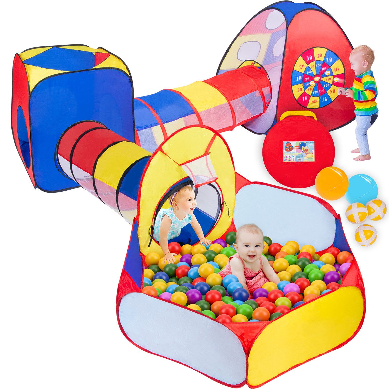 all Kids United Spielzelt Kinderspielzelt mit Tunnel und Bällebad–XXL PopUp günstig online kaufen