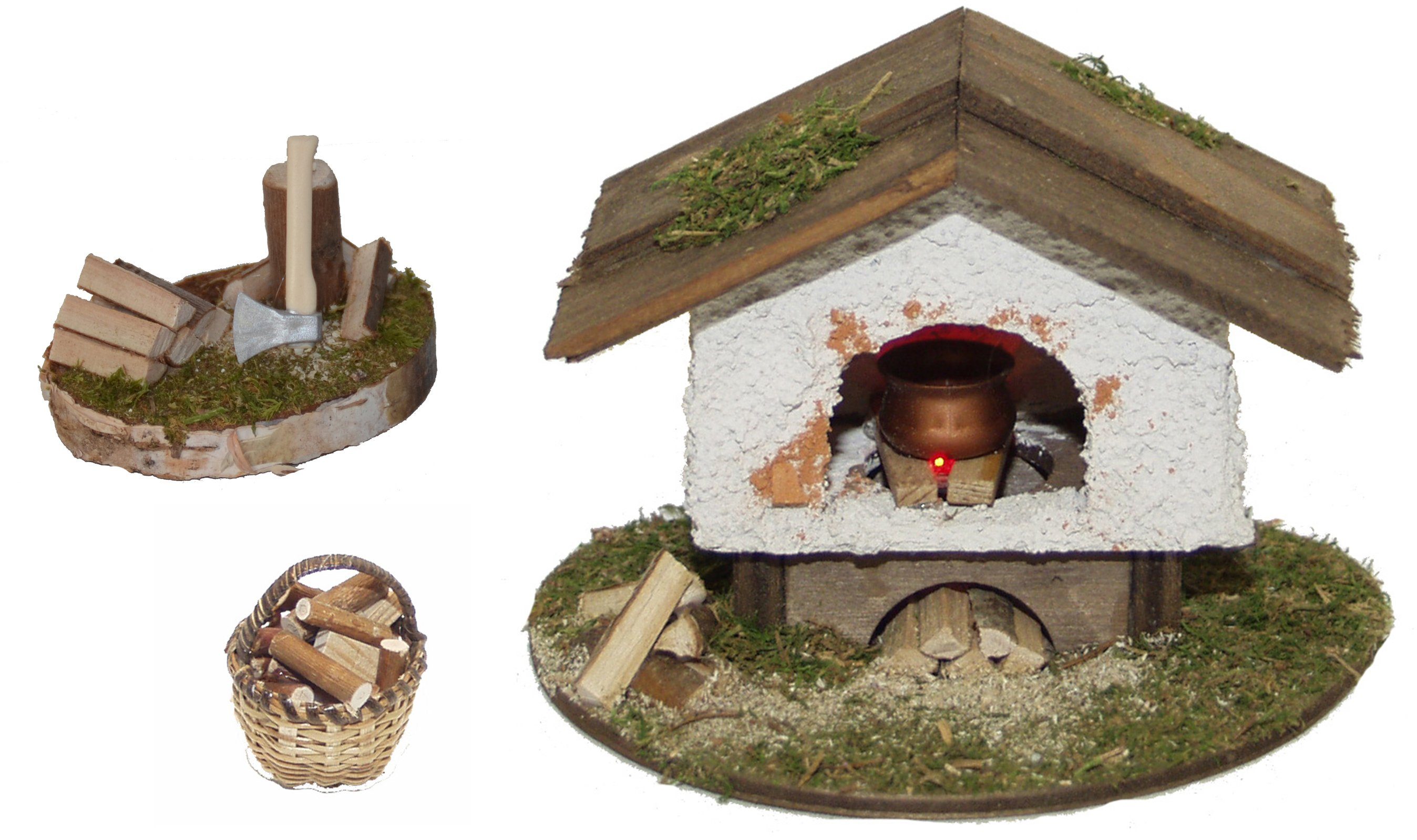 Alfred Kolbe Krippen-Zubehör Weihnachtsdeko (Set, 3tlg), Backofen und Hacks günstig online kaufen