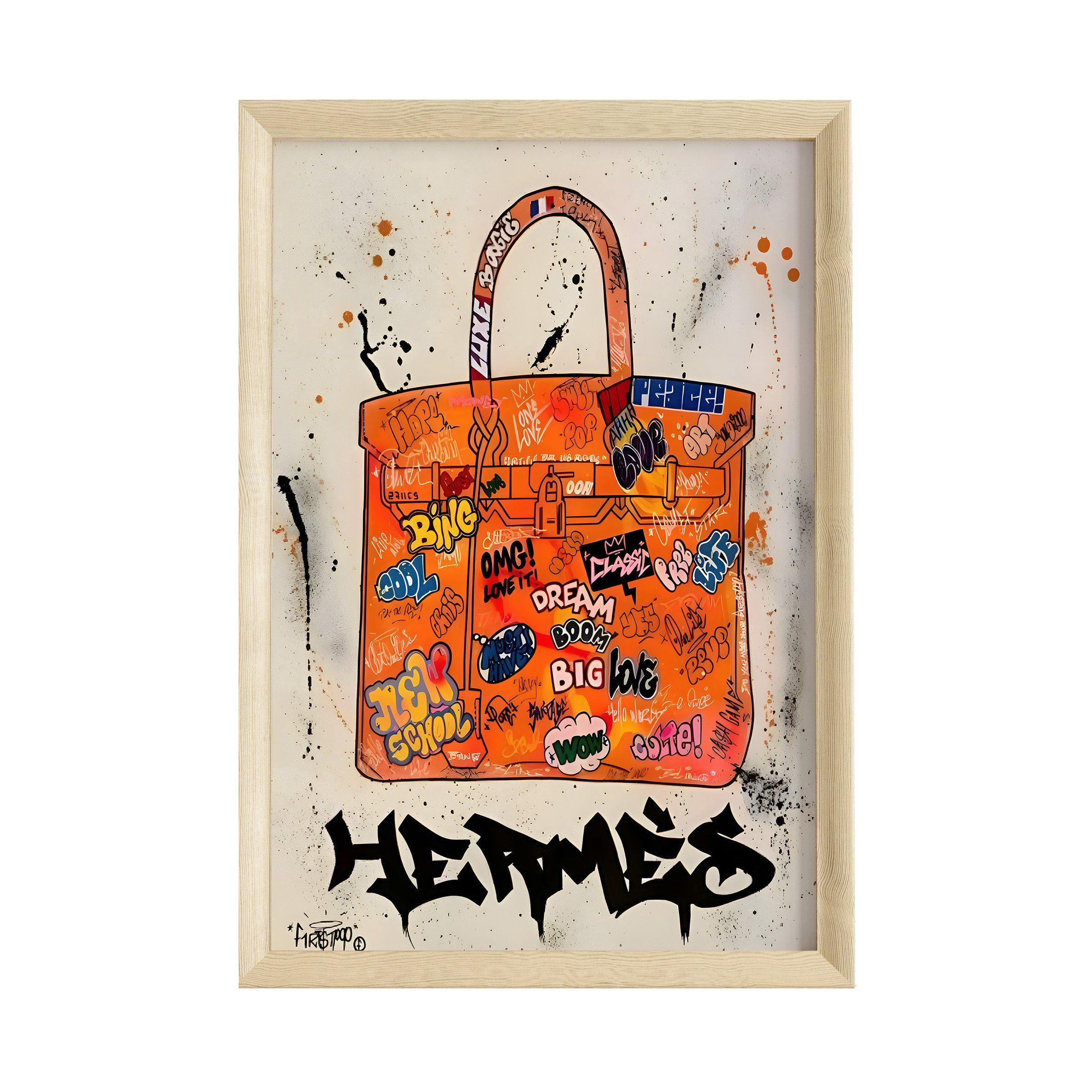 JUSTGOODMOOD Poster Premium ® Handtasche Orange Graffiti Poster · ohne Rahmen
