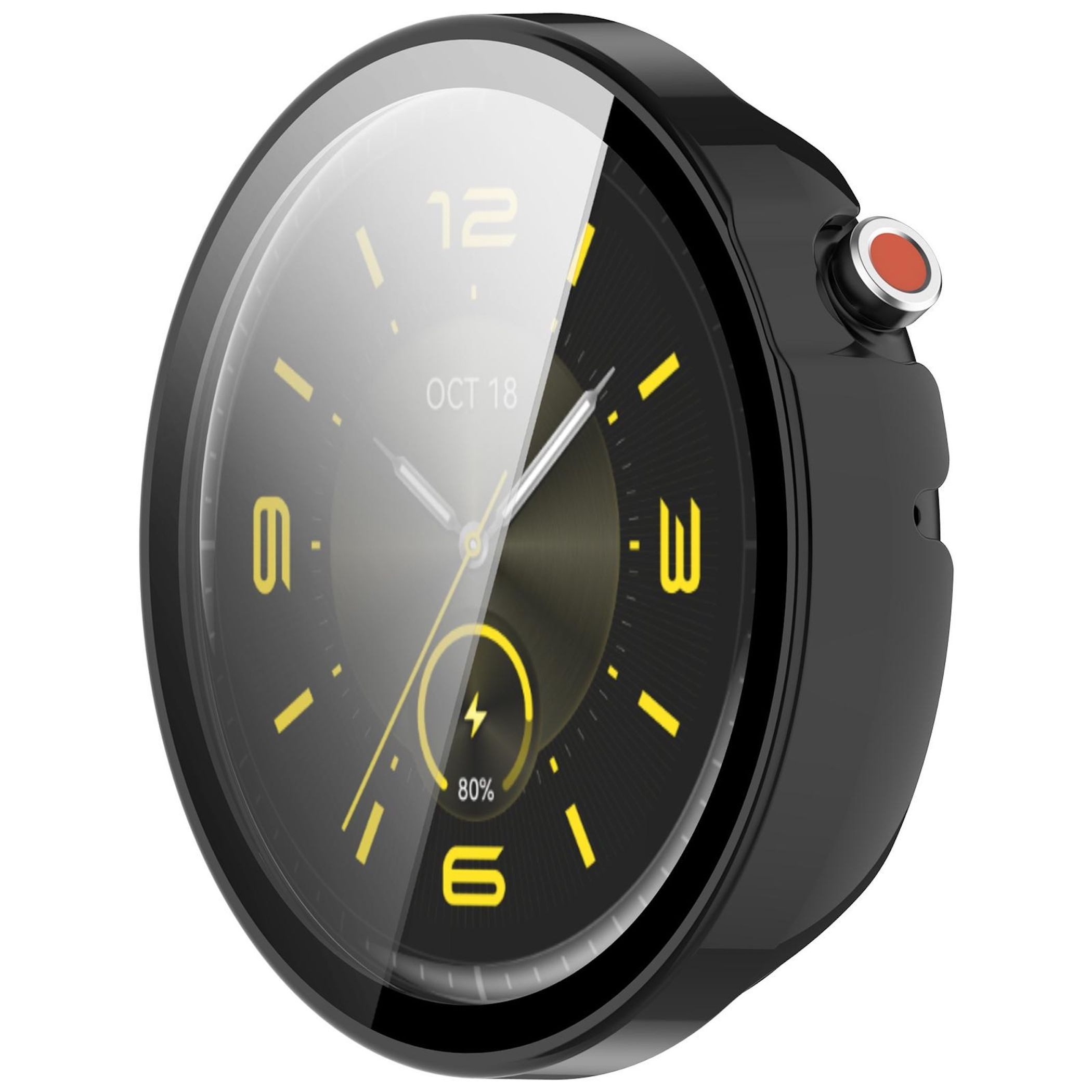 Wigento Smartwatch-Hülle + Schutzglas für Honor Watch GS 5 / Fit Elegant Full Cover Schwarz, Schutzhülle aus PC + Hart Glas für Rundumschutz