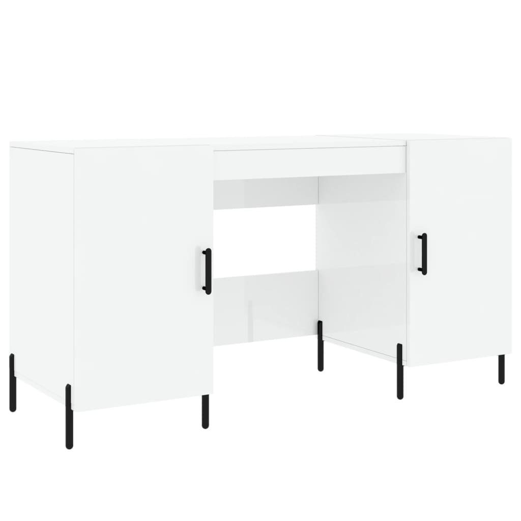 cm Hochglanz-Weiß Schreibtisch 140x50x75 furnicato Holzwerkstoff