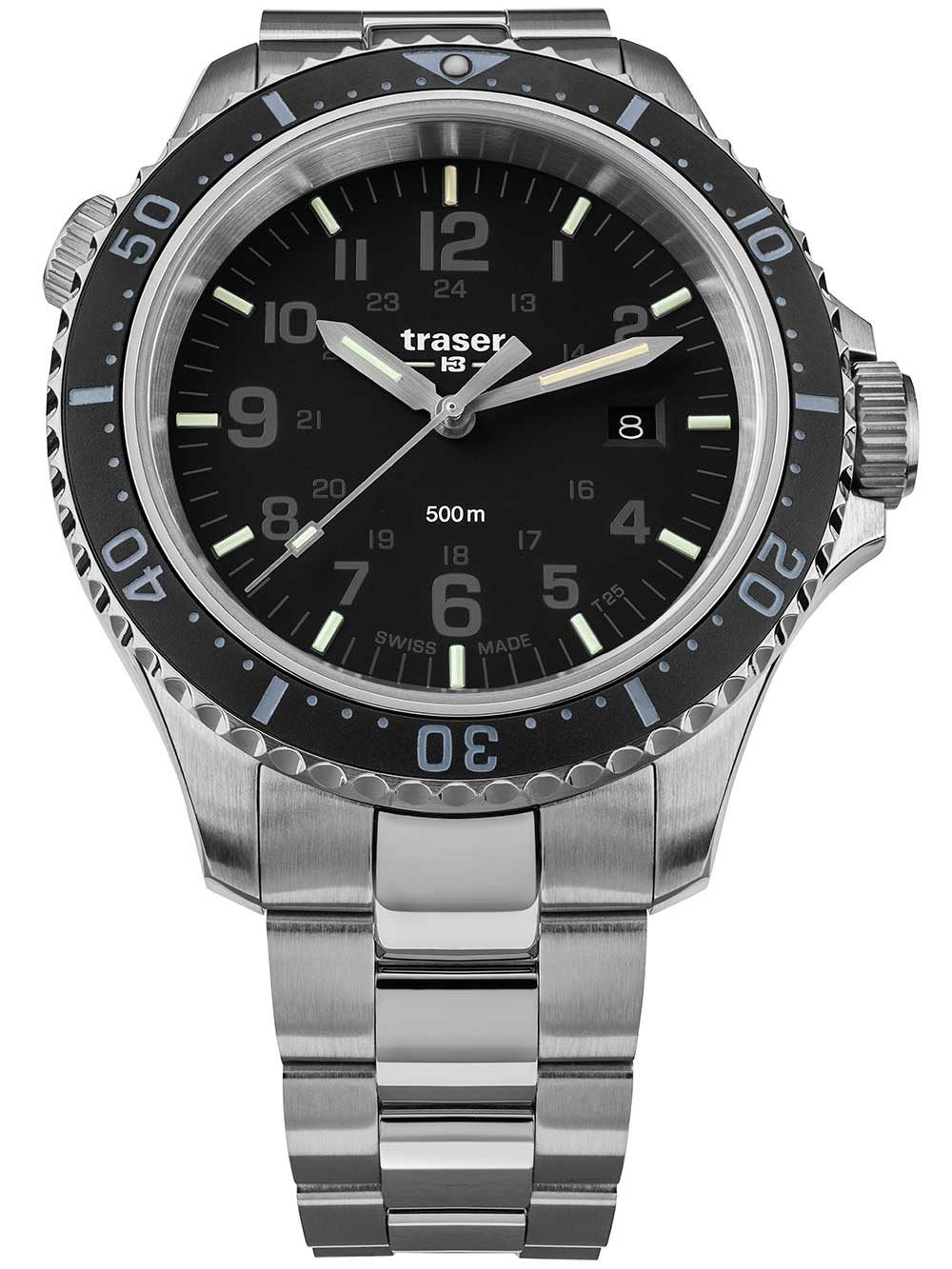 Traser Quarzuhr Traser H3 109378 P67 T25 SuperSub Black Herrenuhr 46mm Taucheruhr 50AT Traser H3 109378 P67 T25 SuperSub Black Herrenuhr 46mm Taucheruhr 50ATM