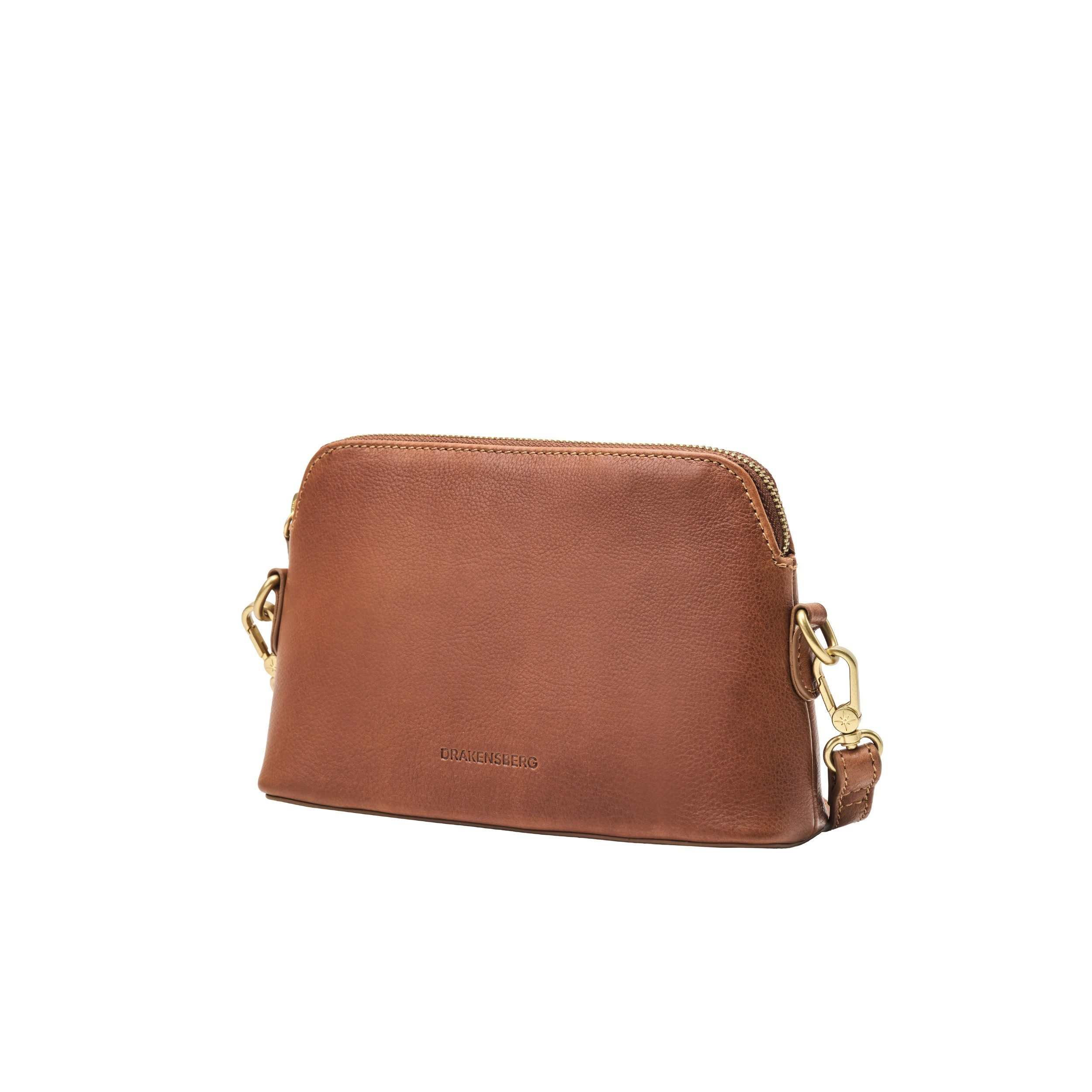 DRAKENSBERG Schultertasche Clutch »Elisa« Karamell-Braun, Damen Handtasche klein, minimalistisch, Rindsleder, für jeden Tag