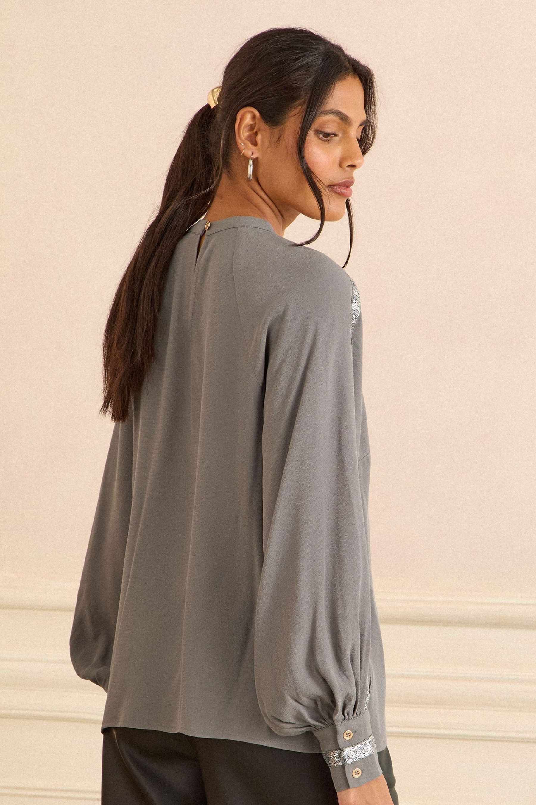 Love & Roses Paillettenshirt Love & Roses Jacquard-Bluse mit Pailletten Reg günstig online kaufen