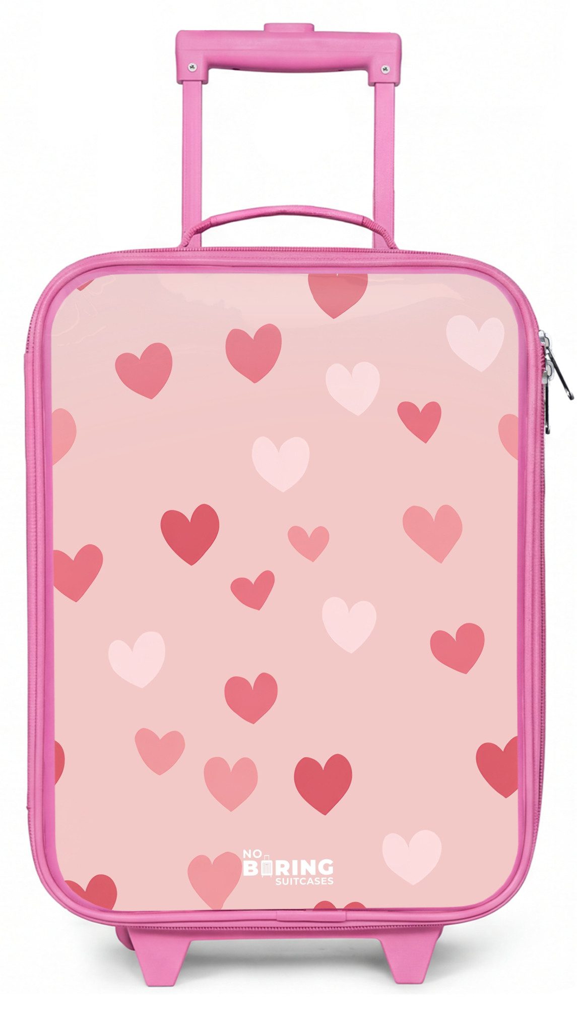 NoBoringSuitcases.com© Kinderkoffer Rosa - mit leuchtende Räder - Herzen, 2 Rollen, Handgepäck-Koffer, Kinderkoffer, Reisekoffer Mädchen