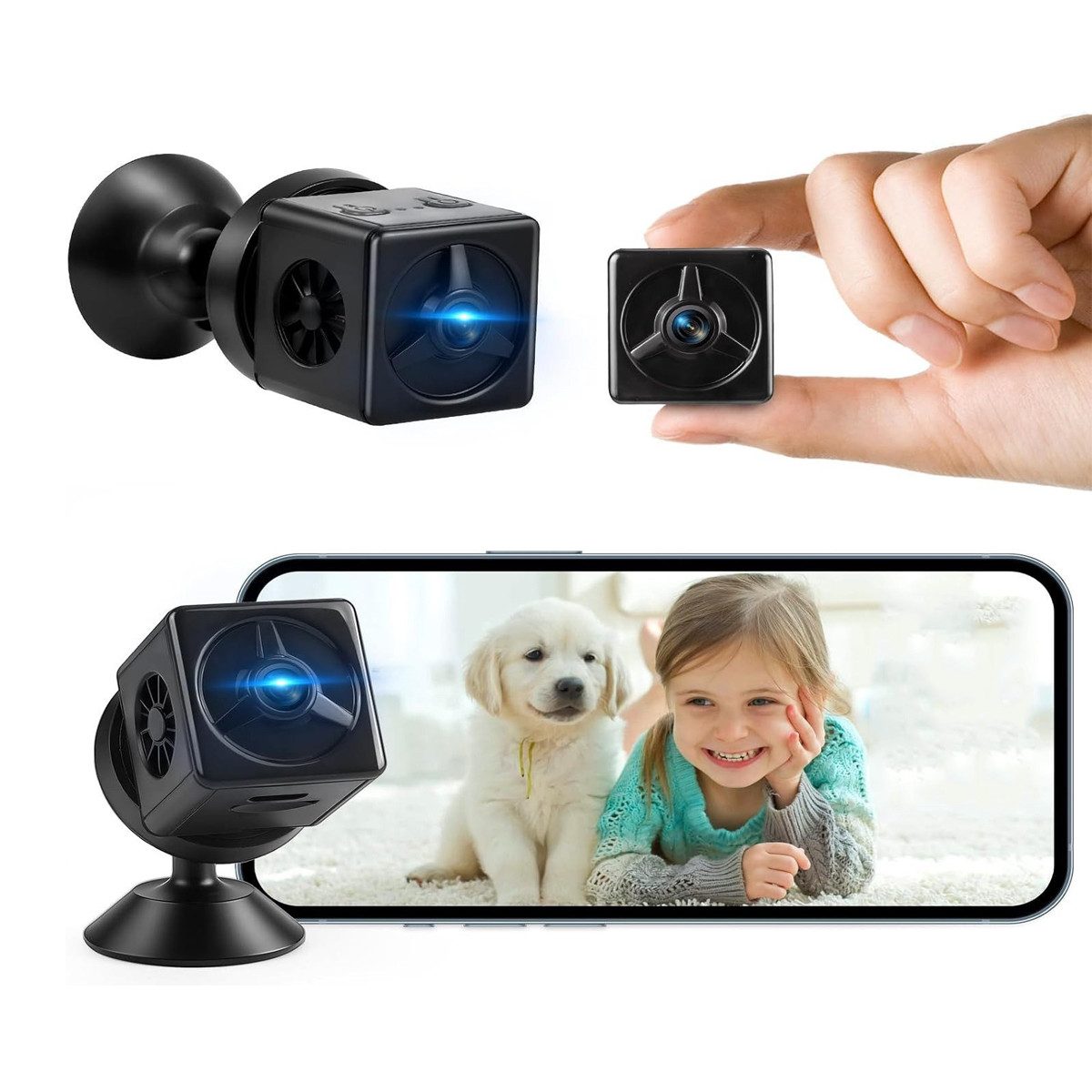 FELIXLEO Indoor Kamera Full HD Mini Camera WiFi Small Camera, Mini Surveillance Camera