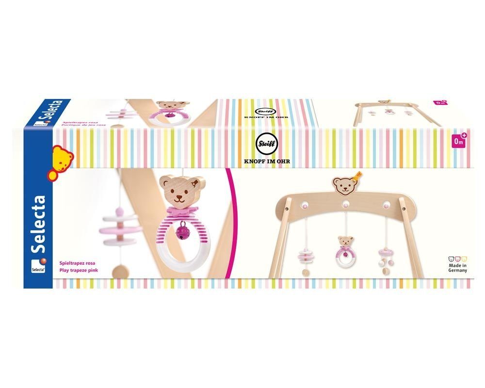 Selecta Greifling Steiff by Selecta Exklusic Holz Spieltrapez rosa Knopf im Ohr 64306