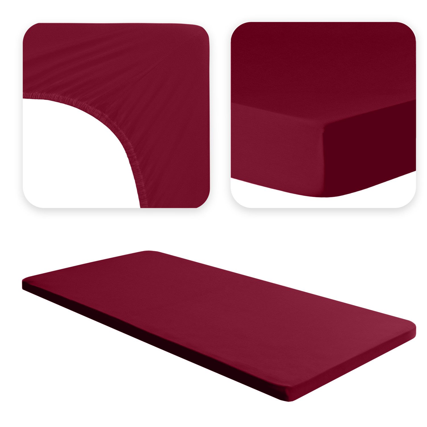 Jacobson Spannbettlaken TOPPER aus 100% Baumwolle, Jersey Bettlaken 160 g/m², Spannbetttuch mit Gummizug, pflegeleicht & viele Farben – Bild 2 von 5