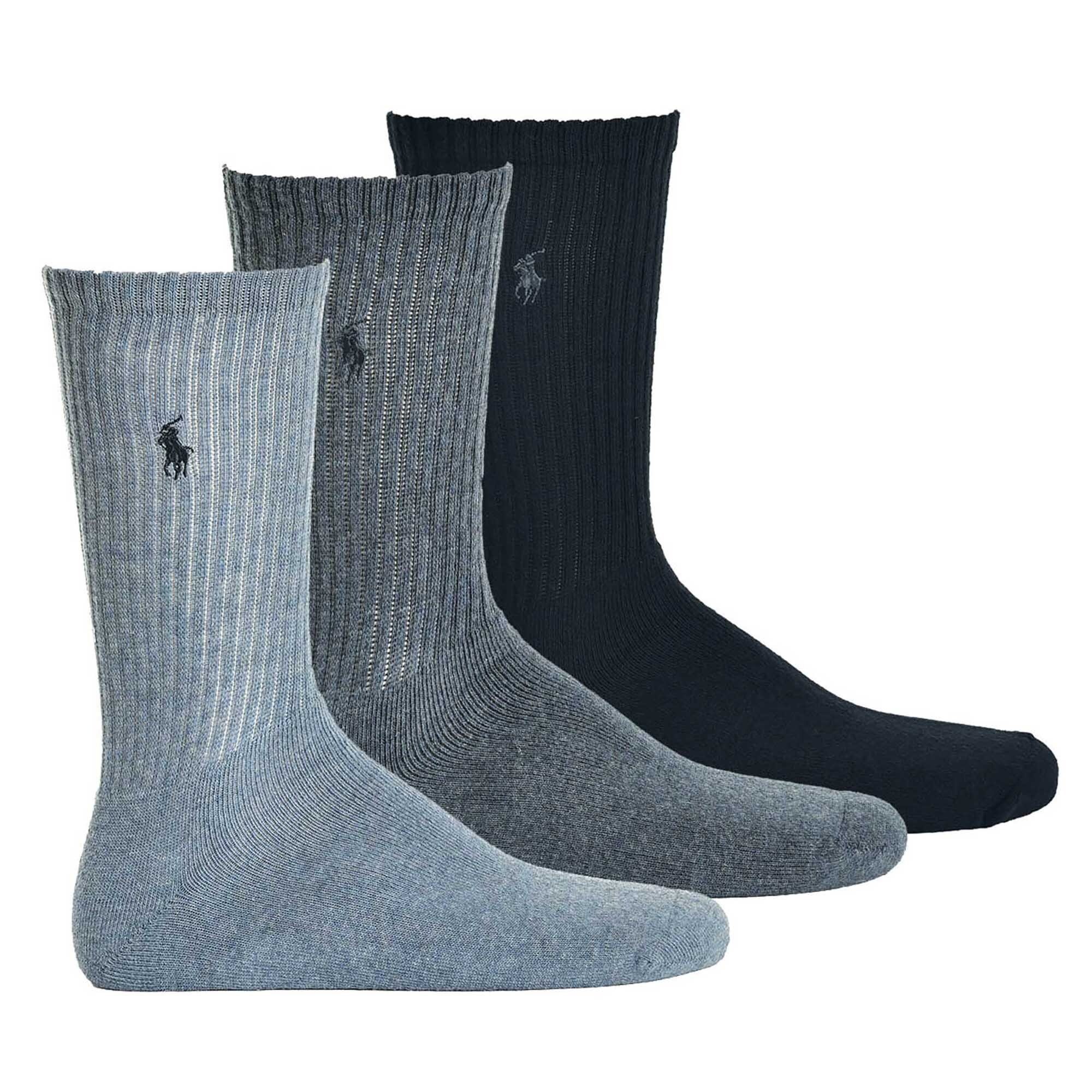 Polo Ralph Lauren Sportsocken Herren Tennissocken, 3er Pack - CREW-3-PACK, Logo Blau