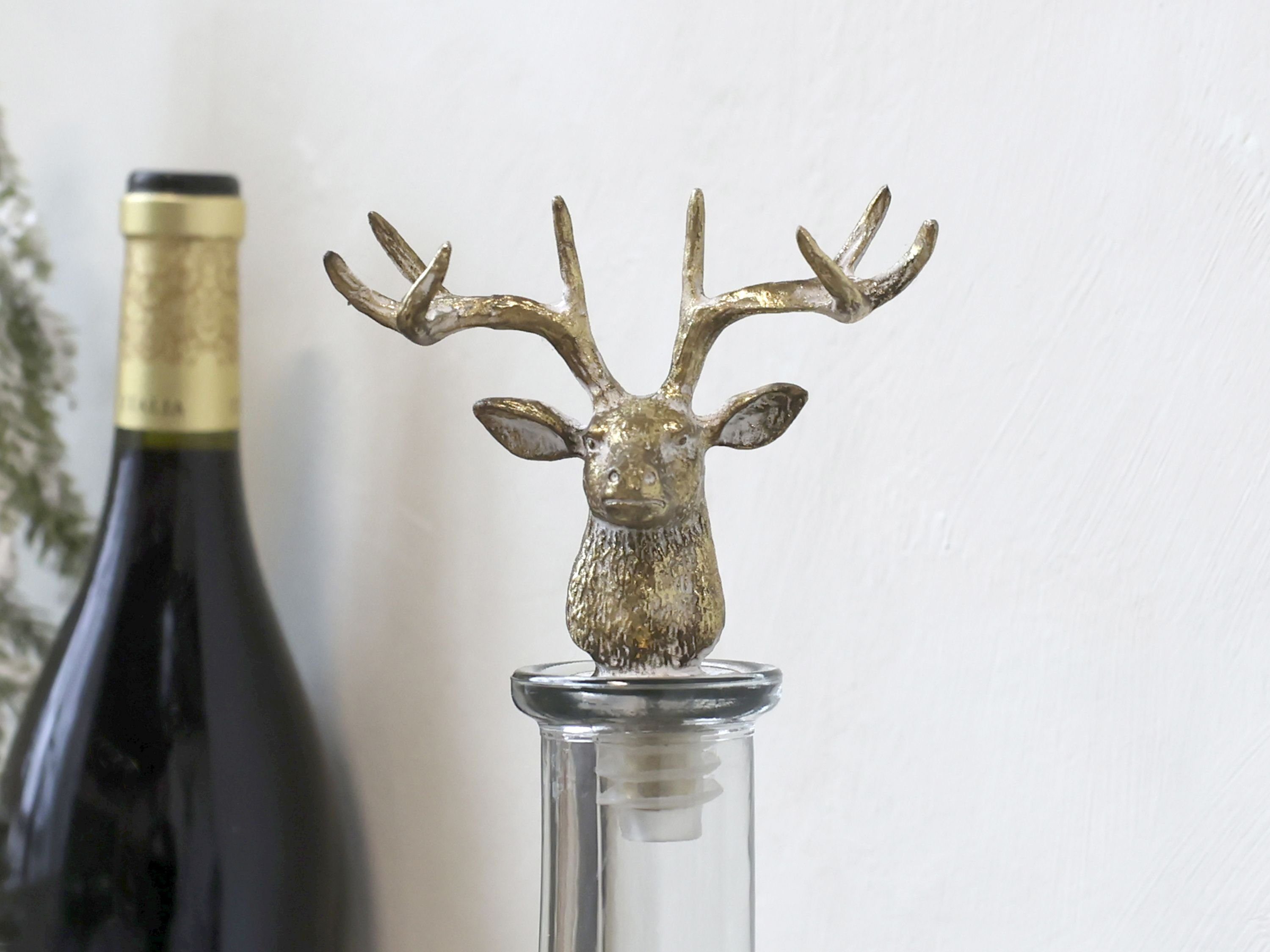 Chic Antique Flaschenverschluss Flaschenverschluss mit Hirsch Polyresin Goldfarben Chic Antique