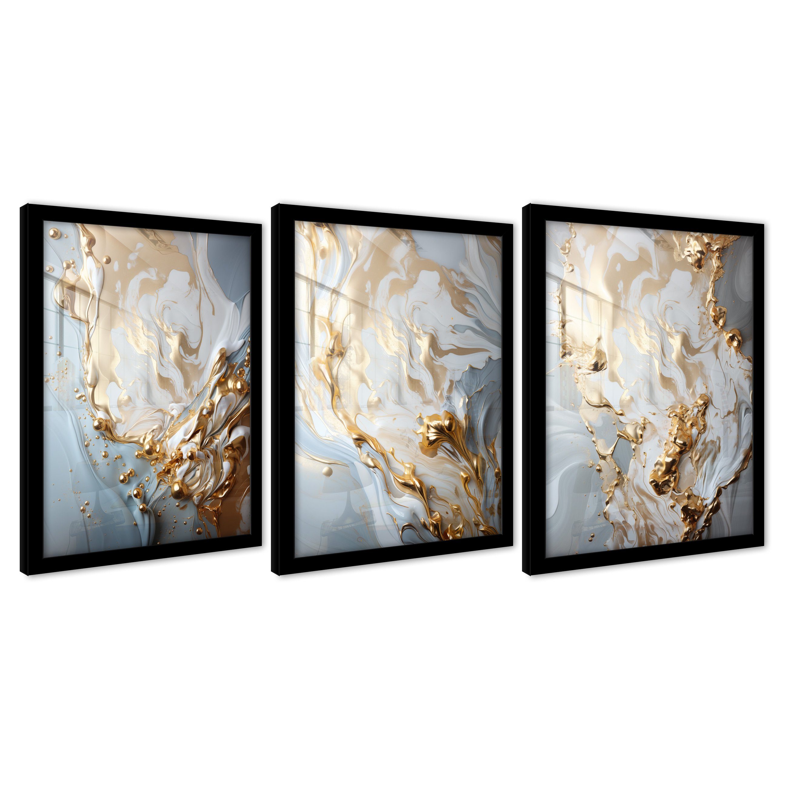 Wallarena Poster SET mit Rahmen Bilder Marmor Wohnzimmer Schlafzimmer Kunst günstig online kaufen