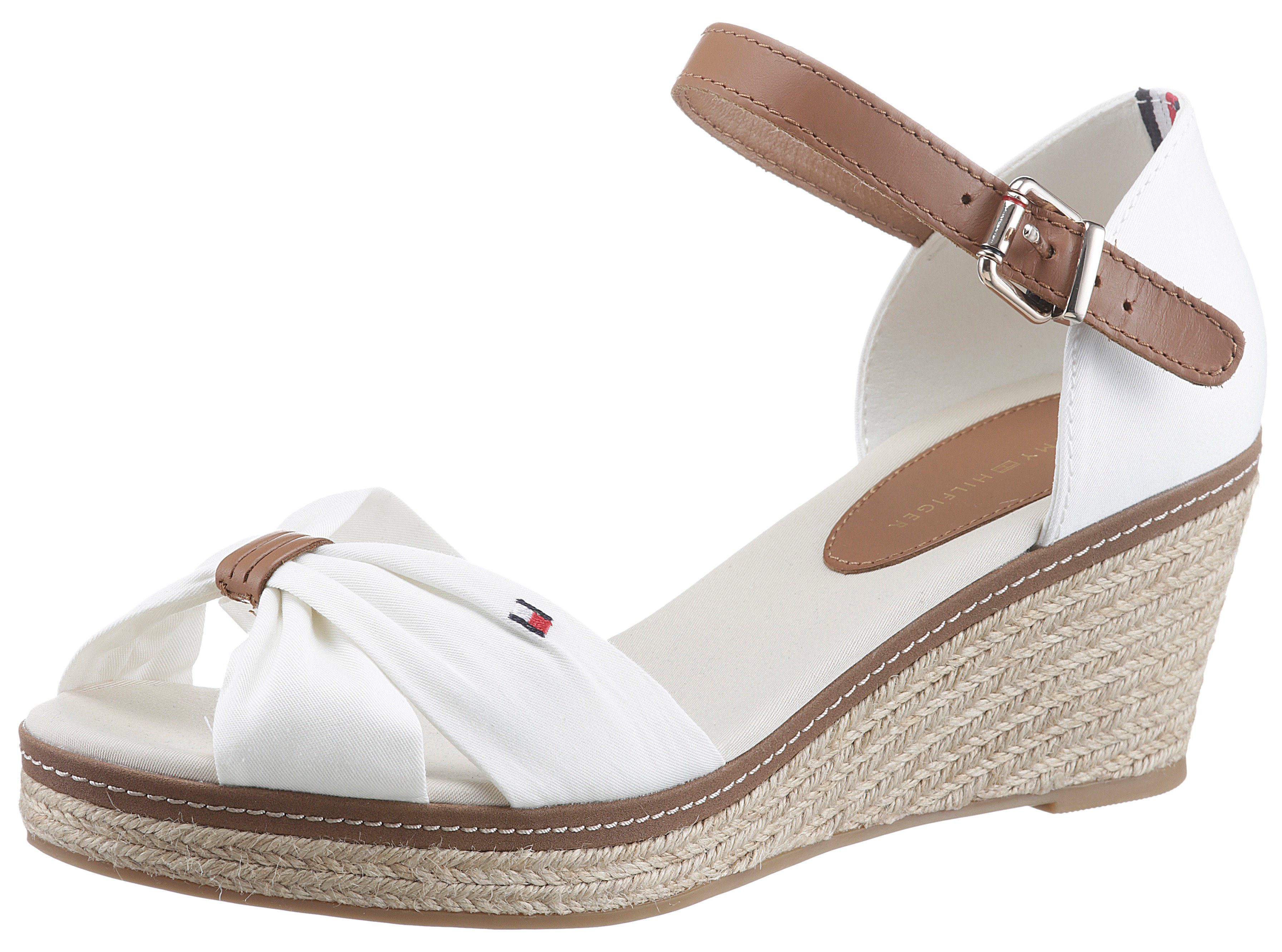 ELBA Hilfiger SANDAL Tommy ecru ICONIC Kontrastnaht mit Keilsandalette