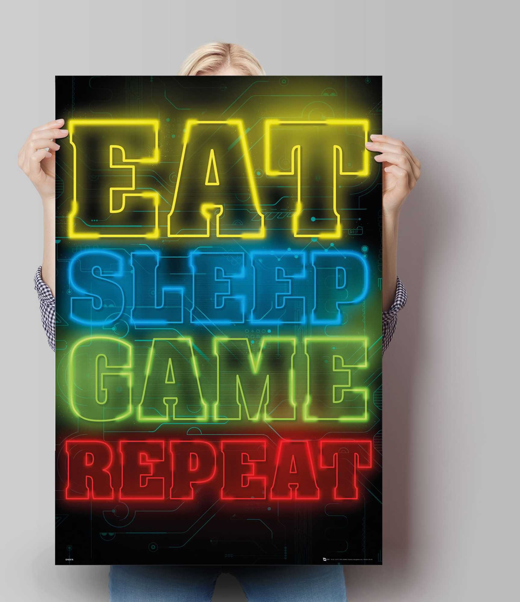 St) Poster repeat, (1 game Zocken Spiele Poster Reinders! Eat sleep