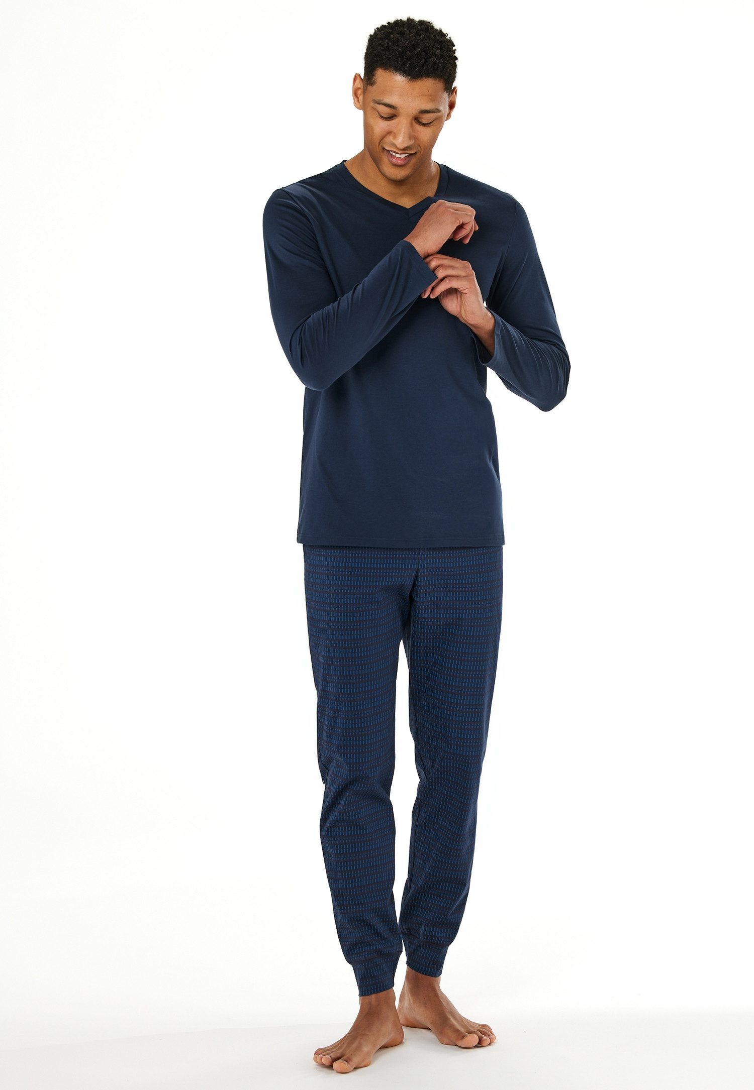 Schiesser Schlafanzug Casual Essentials (2 tlg) mit bequemen Bündchen