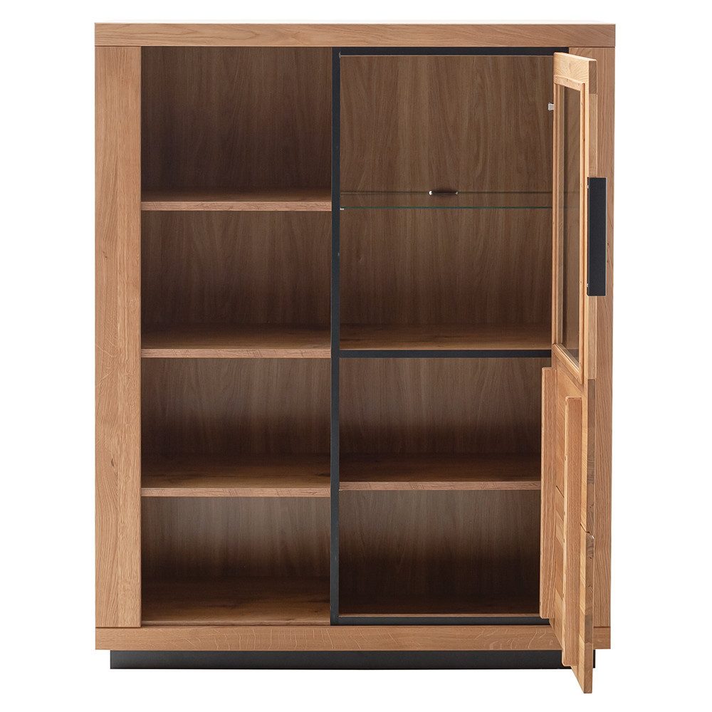 Lomadox Highboard GIUSTINO-06, Eiche teilmassiv geölt, Massivholzfronten, 112cm breit