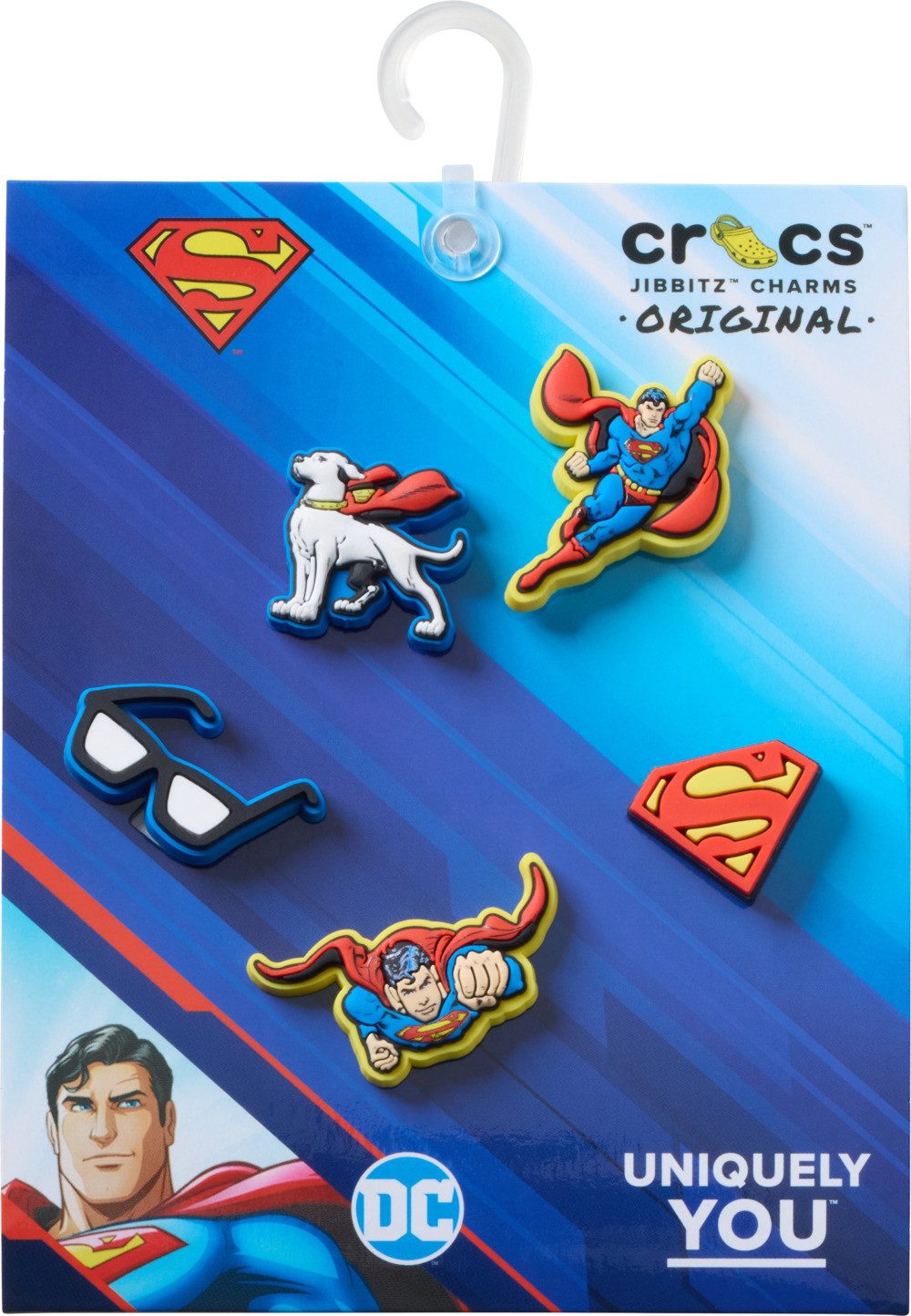 Crocs Schuhanstecker Jibbitz™ Superman (Set, 5-tlg., Kein Spielzeug. Nicht für Kinder unter 3 Jahren geeignet), Superhelden Charmes, Anstecker für Crocs Schuhe
