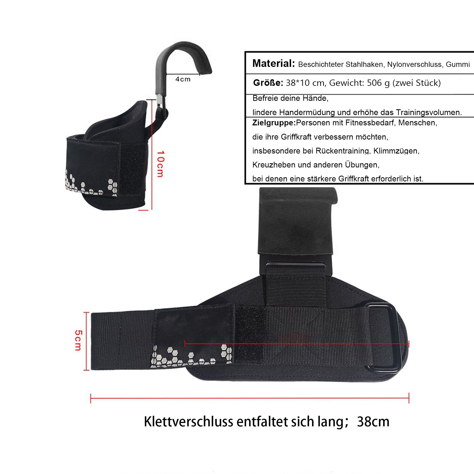 Mutig Zughilfe Zughilfen Haken Krafttraining, 8mm Gepolstert Handgelenkschutz (Profi Bodybuilding Gewichtheben Griff, Fitness Powerlifting Weight Lifting Hook), Männer Frauen rutschfest Grip, Kreuzheben klimmzug