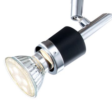 Globo LED Deckenleuchte, Leuchtmittel inklusive, Warmweiß, LED Design Decken Leuchte Chrom Spot Leiste Strahler Wohn Zimmer Lampe
