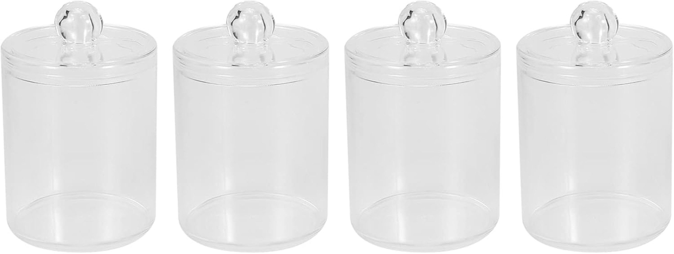 UE Stock Aufbewahrungsbox 4er Set Transparente Wattestäbchen Organizer mit Deckel, Praktisch zum Verstauen vieler kleiner Gegenstände