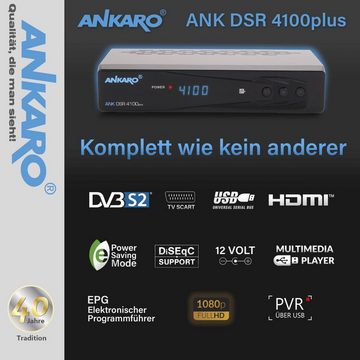 Ankaro DSR 4100 Plus mit PVR Aufnahmefunktion + HDMI Kabel SAT-Receiver (Timeshift, für Satelliten TV, SCART, UNICABLE, HDMI, Full HD)