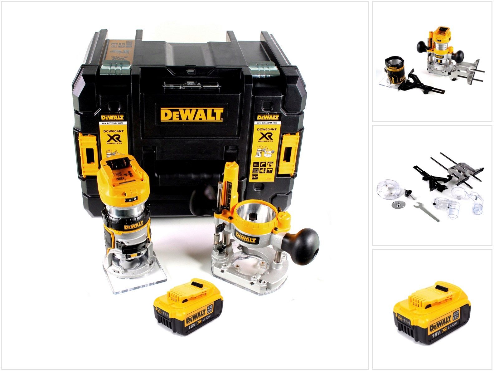 DeWalt Oberfräse DCW 604 NT Akku Kombifräse 18V 55mm + 1x Akku 4,0 Ah in TSTAK - ohne