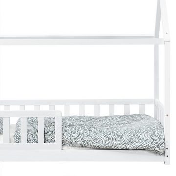 Juskys Kinderbett Marli, 90x200 cm, 3 - 10 Jahre, Rausfallschutz, inkl. Matratze