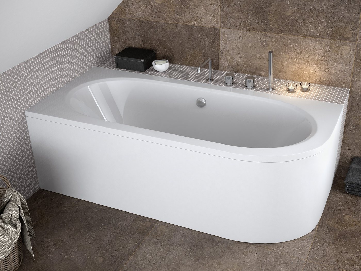 Thumbnail - KOLMAN Badewanne Eckbadewanne Avita 170x75, (Links/Rechts), Ablaufgarnitur & Füße GRATIS