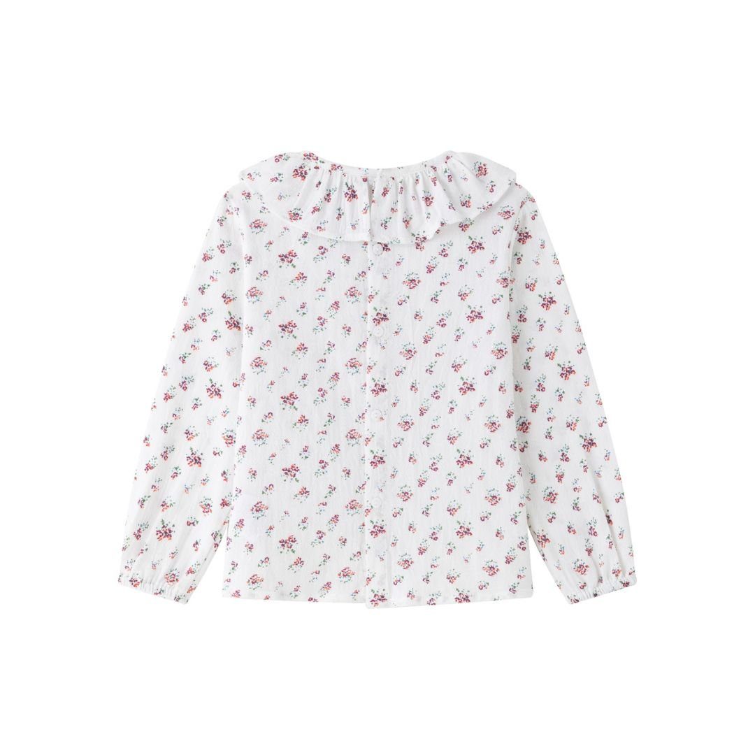 Mädchen Bluse florales für Bluse Rüschendetails mit Muster Klassische Langarmshirt suebidou