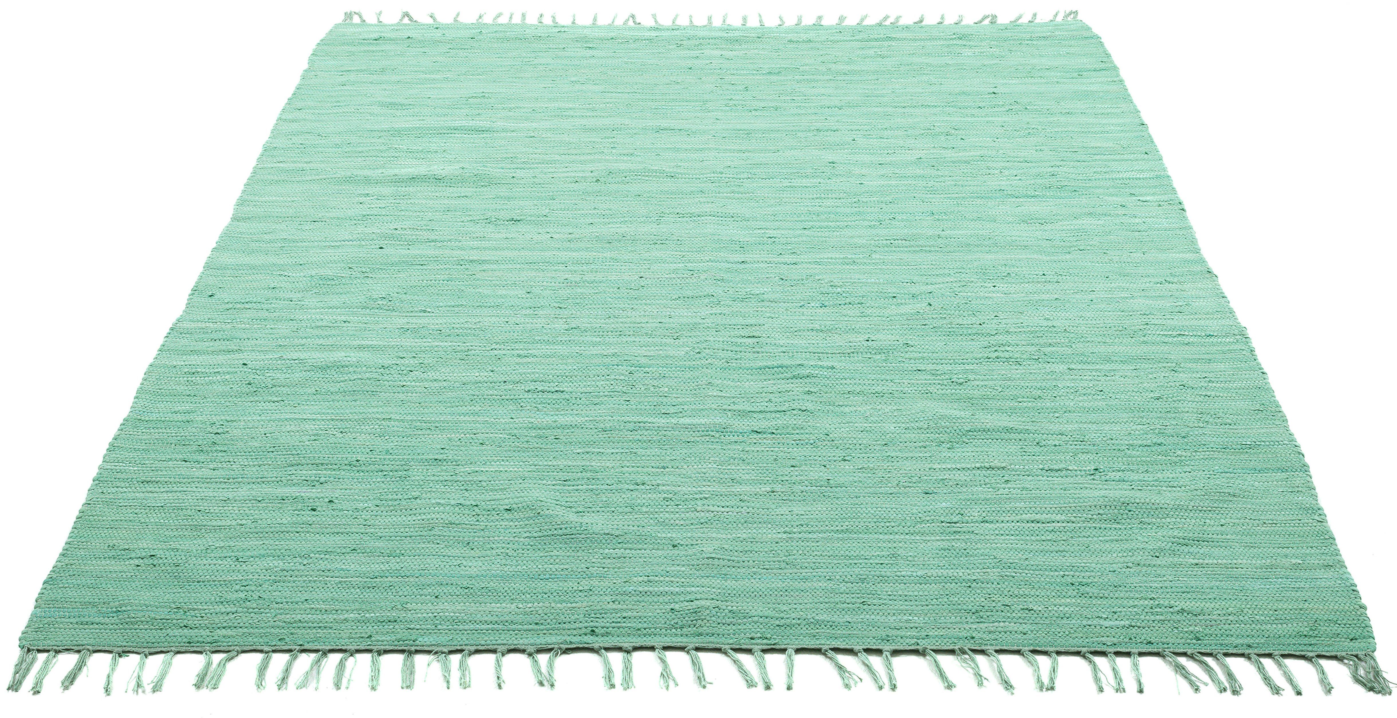 Teppich Happy Teppich, THEKO, rechteckig, Baumwolle, Fransen mit reine mm, Flachgewebe, 5 handgewebt, Höhe: Cotton, Handweb