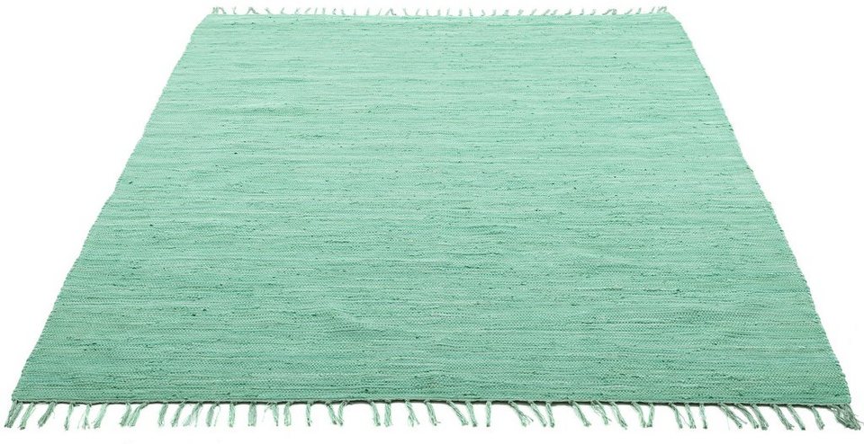 Cotton, mit Baumwolle, rechteckig, Teppich 5 mm, handgewebt, Teppich, reine Fransen THEKO, Happy Höhe: Handweb Flachgewebe,