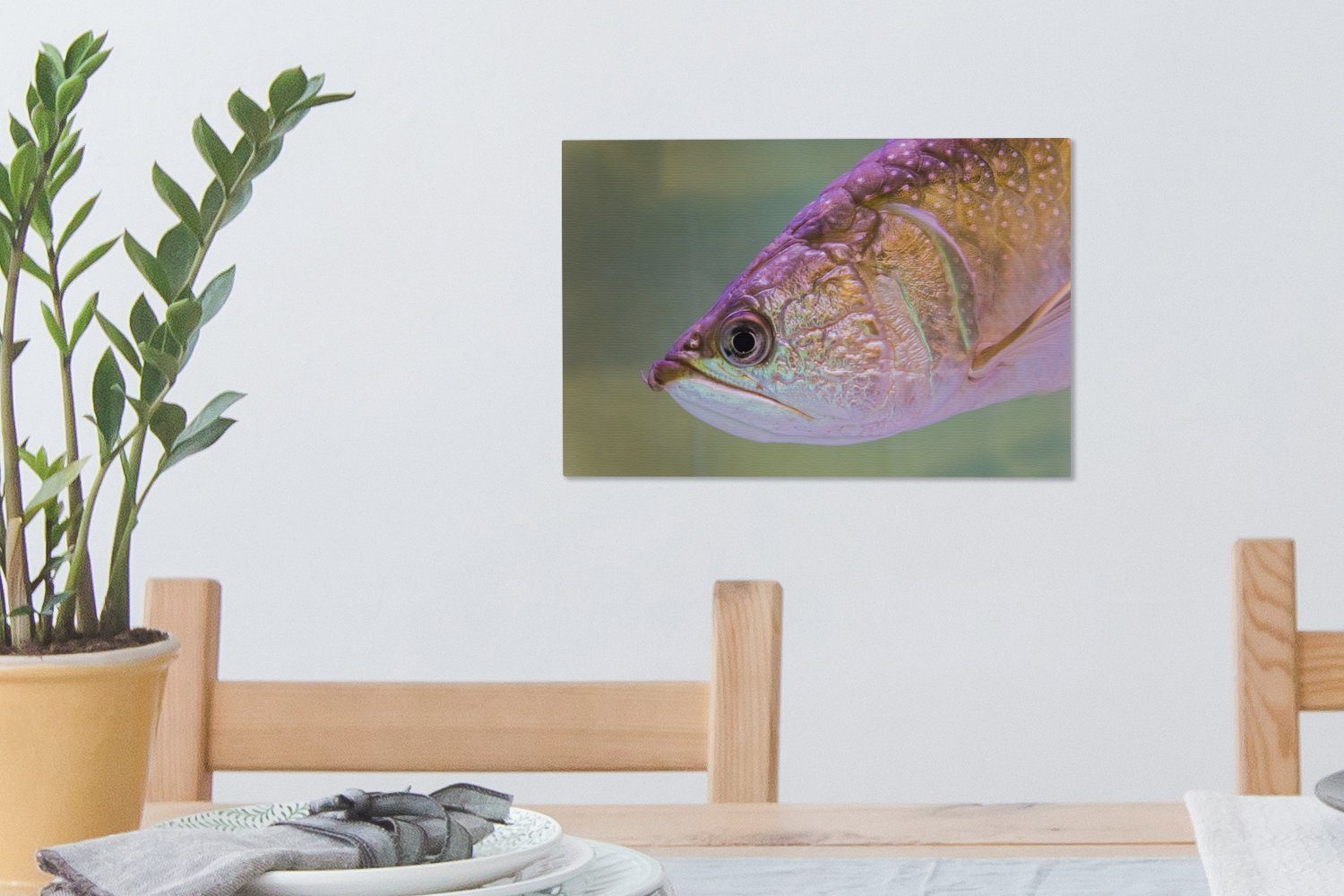 OneMillionCanvasses® Leinwandbild Forelle mit 30x20 Aufhängefertig, Farben, Wandbild St), Leinwandbilder, (1 cm leuchtenden Wanddeko