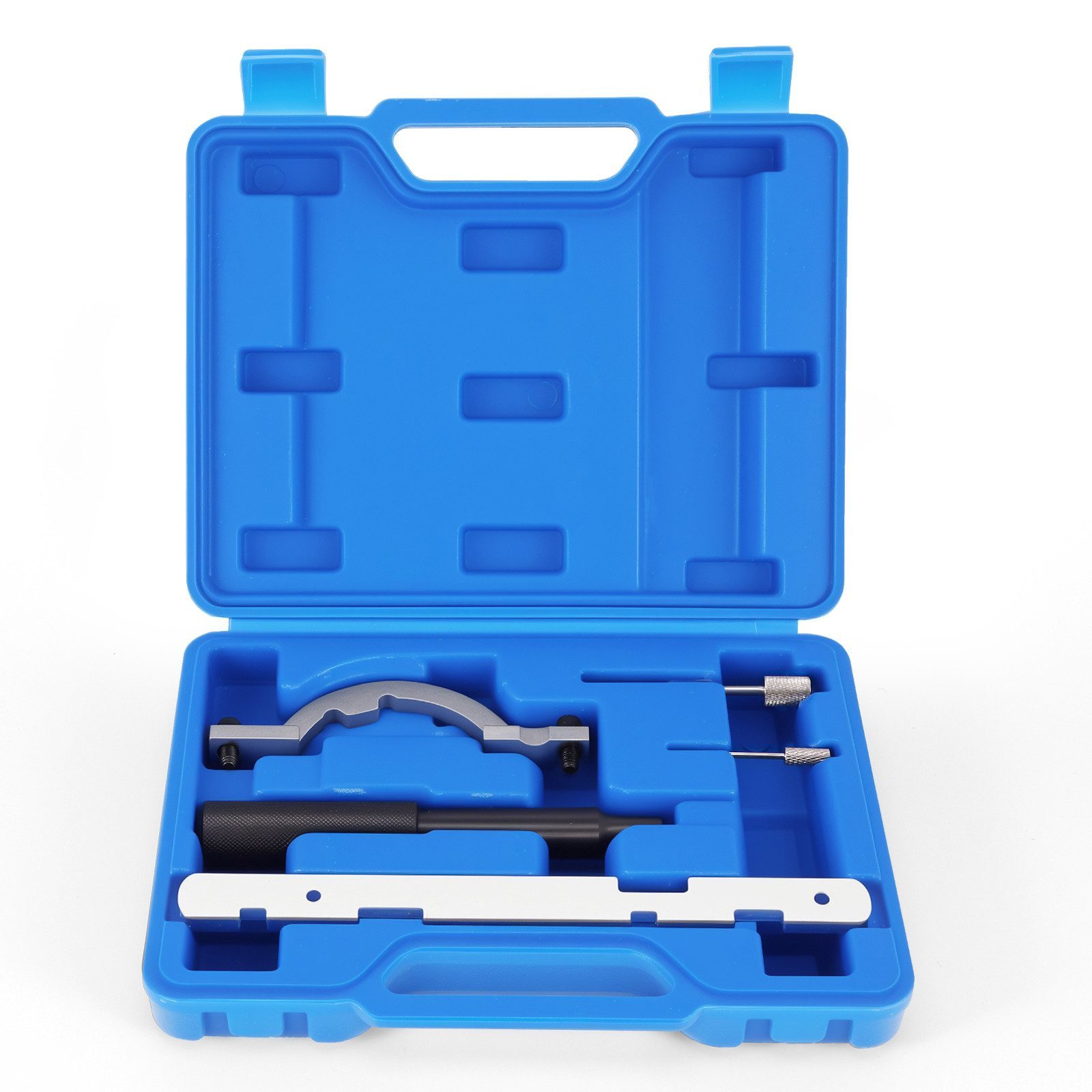 BlingBin Montagewerkzeug Motoreinstellwerkzeug mit Kurbelwellen-Arretierung, B: 18 cm, L: 27 cm, (1er Set, 5-tlg., für Opel Astra Corsa Agila 1.0 1.2 1.4), passend für Steuerkettenwechsel zur genauen Steuerzeiten-Einstellung