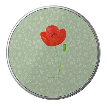 Mr. & Mrs. Panda Aufbewahrungsdose Blume Mohnblume - Blattgrün - Geschenk, Pflanzen, Metalldose, Respekt (1 St), Stabile Konstruktion