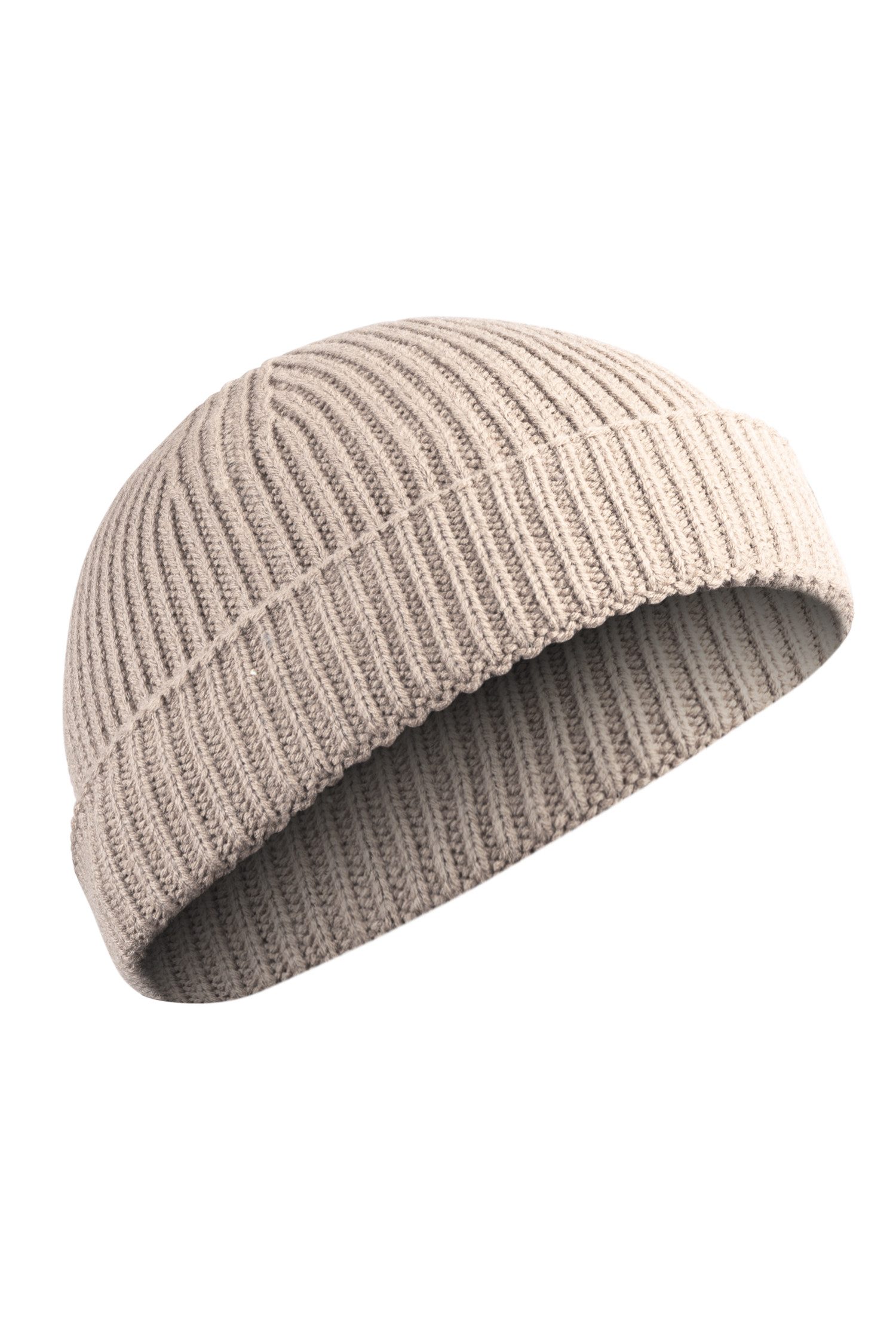 Manufaktur13 Beanie Fishermans Beanie - Strickmütze, Wintermütze, Dockermütze mit Echt-Leder Veredelung