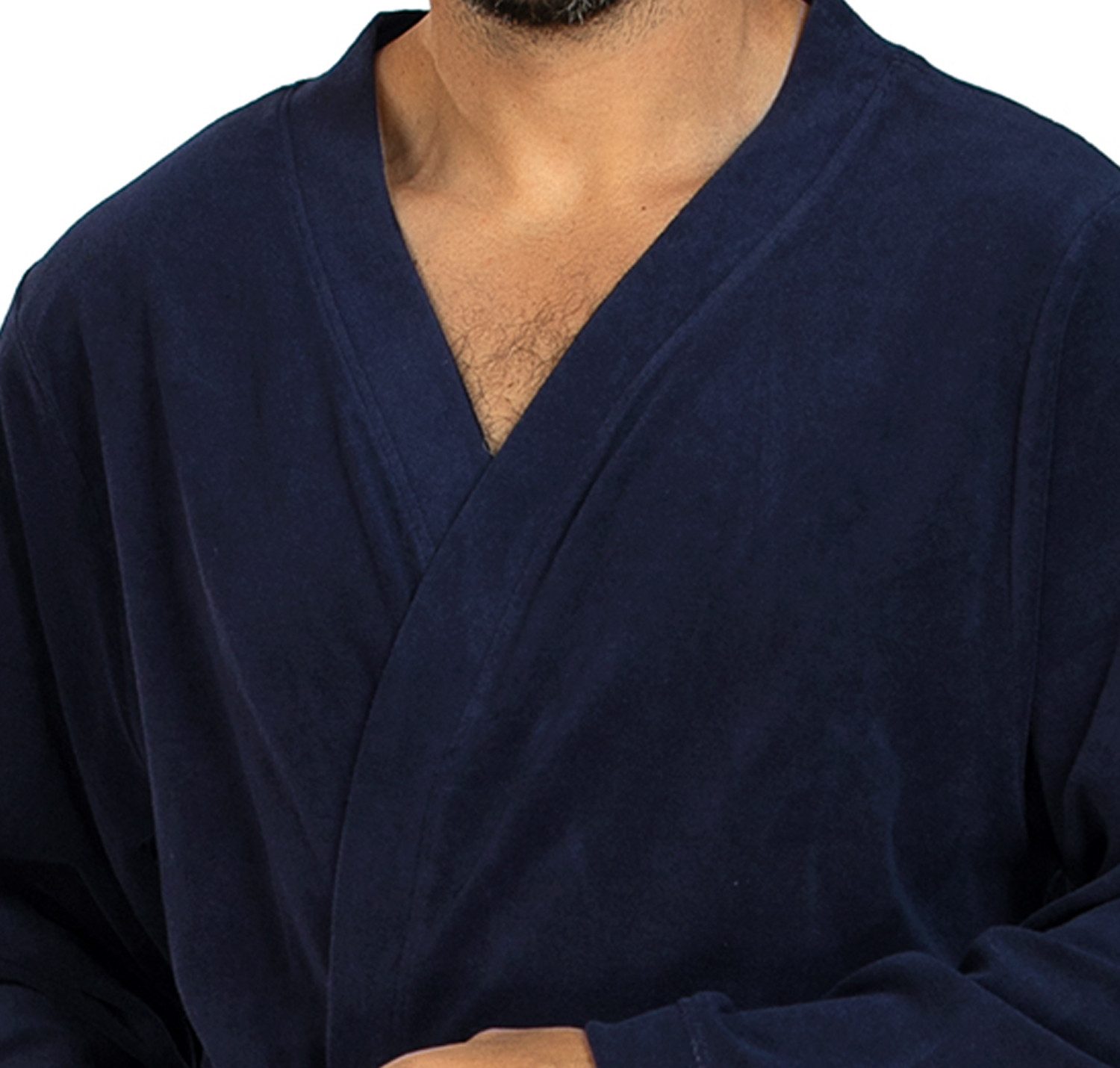 Comte Herrenbademantel Lunar Lounge, Baumwolle, Kimono-Kragen, Gürtel, Herren Morgenmantel Langform Kimono ca.125cm Leichtfrottee Taschen