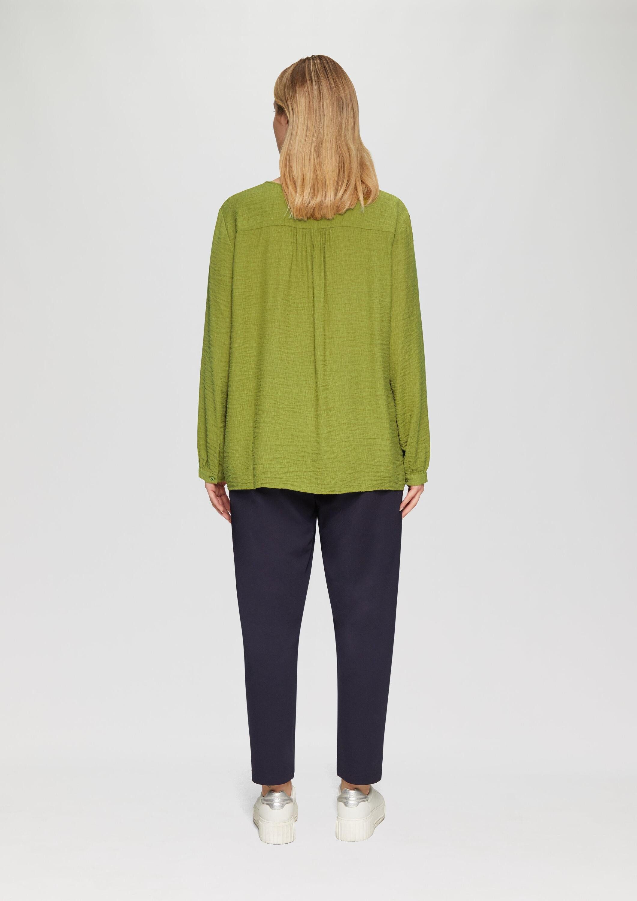 s.Oliver Langarmbluse Bluse Strukturierte Bluse aus Viskosemix mit Smok Detail