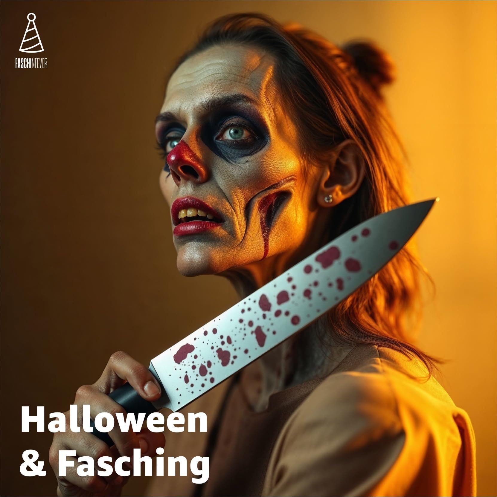 FASCHINFEVER Kostüm Fake Messer ca. 34 cm Accessoire mit Blut -für Halloween & Fasching