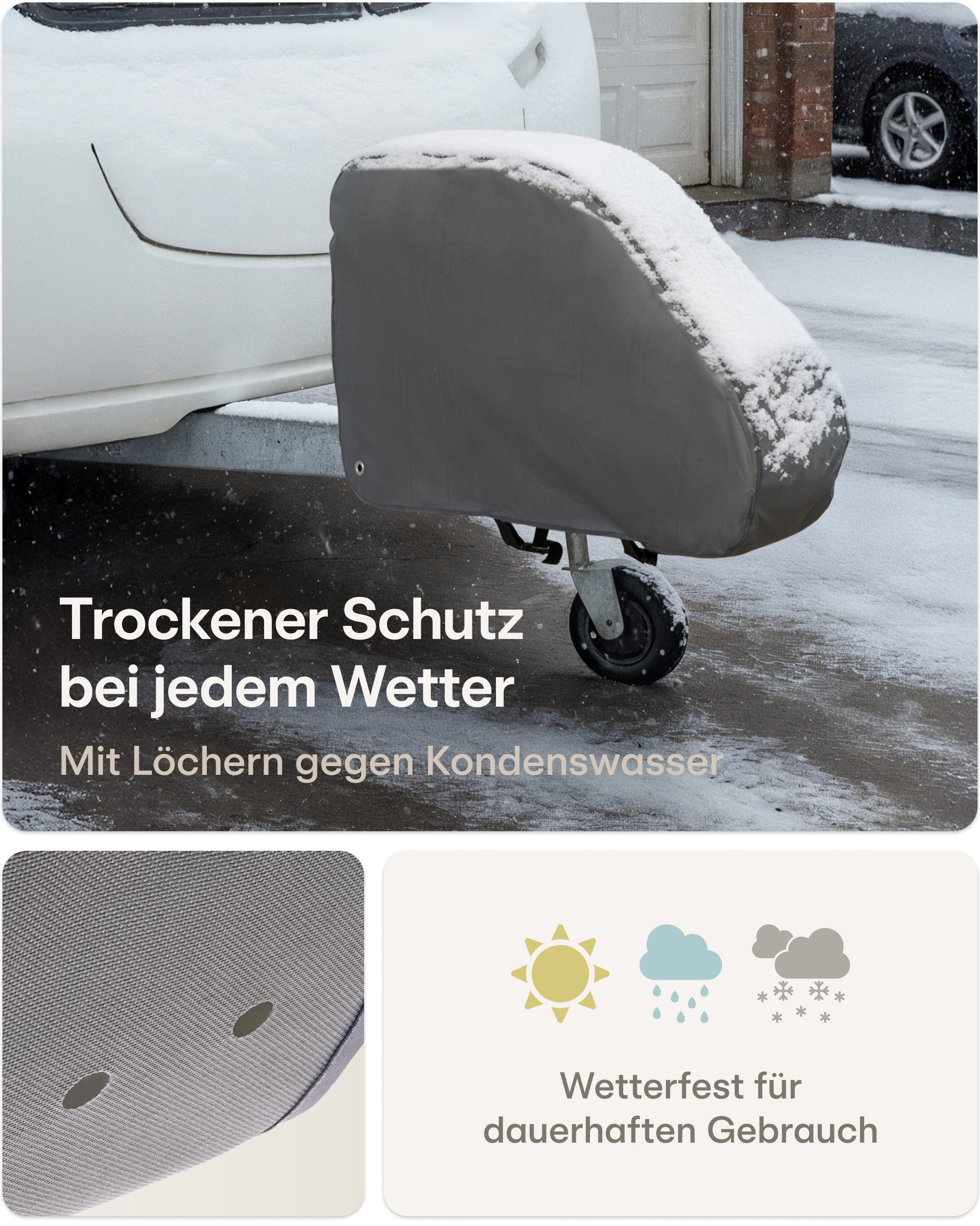 Praknu Anhänger-Deichselbox Deichselabdeckung Wohnwagen & Anhänger – Extra Dickes PVC, Grau (Einzelartikel, 1 St., 1 x Deichselabdeckung Wohnwagen), Wasserdicht & UV-Beständig – Passend für Humbaur & alle Kupplungen