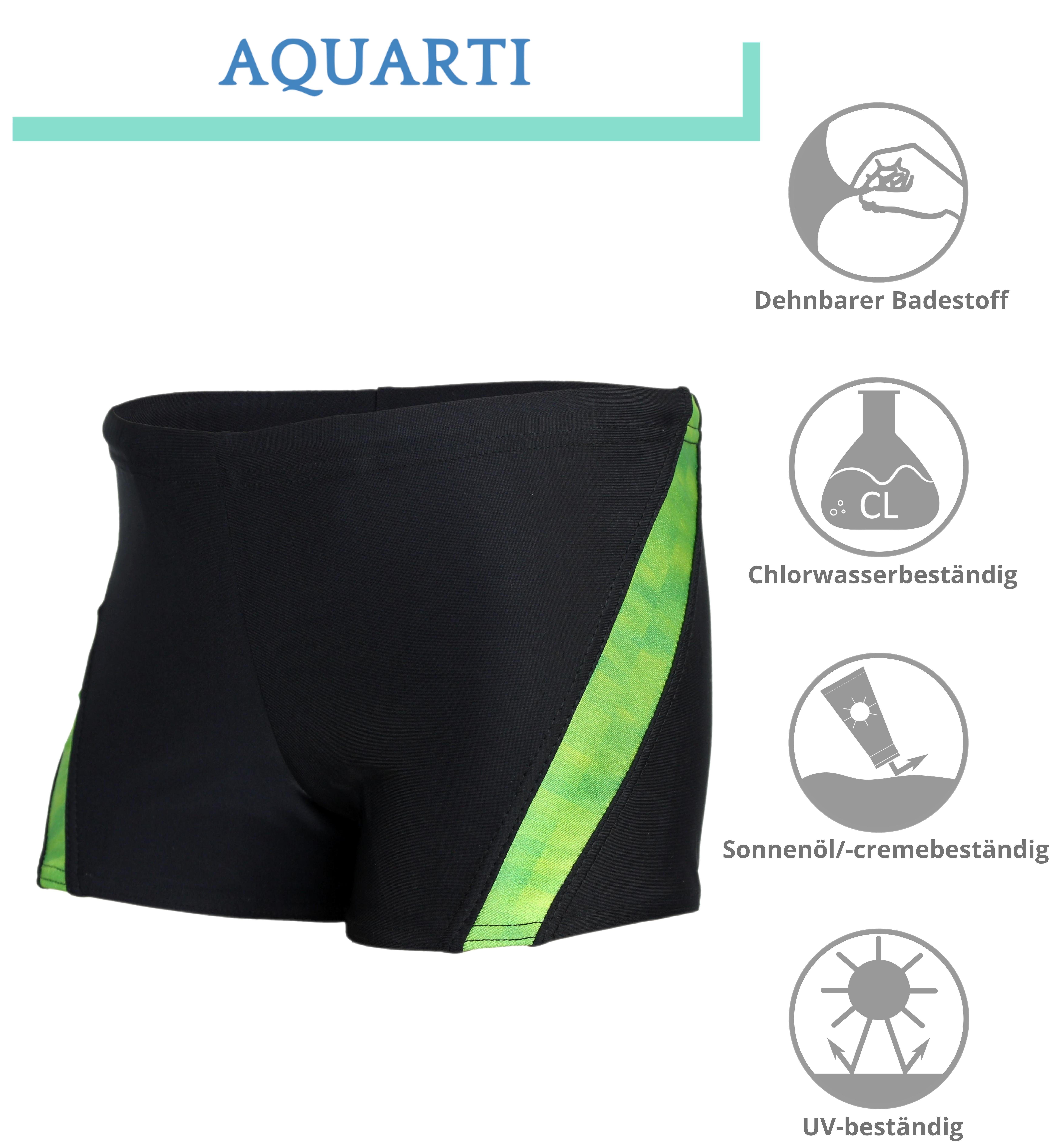Aquarti Aquarti Badehose / Grün Schwimmhose Einsätze Jungen Kontrastfarbige Schwarz