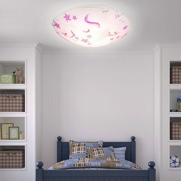 etc-shop Dekolicht, Leuchtmittel inklusive, Warmweiß, Einhorn Decken Lampe Mädchen Kinder Zimmer Glas Leuchte rosa weiß im